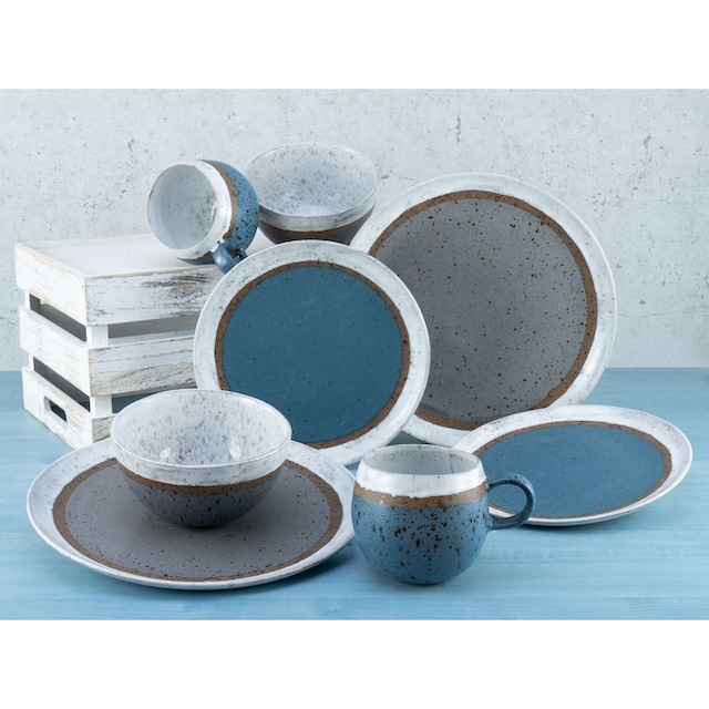 CreaTable Kombiservice »Geschirr-Set Fjord«, (Set, 8 tlg., Kaffeeservice  und Tafelservice im Set, für 2 Personen), Service, skandinavisches Design,  8 Teile für 2 Personen | BAUR