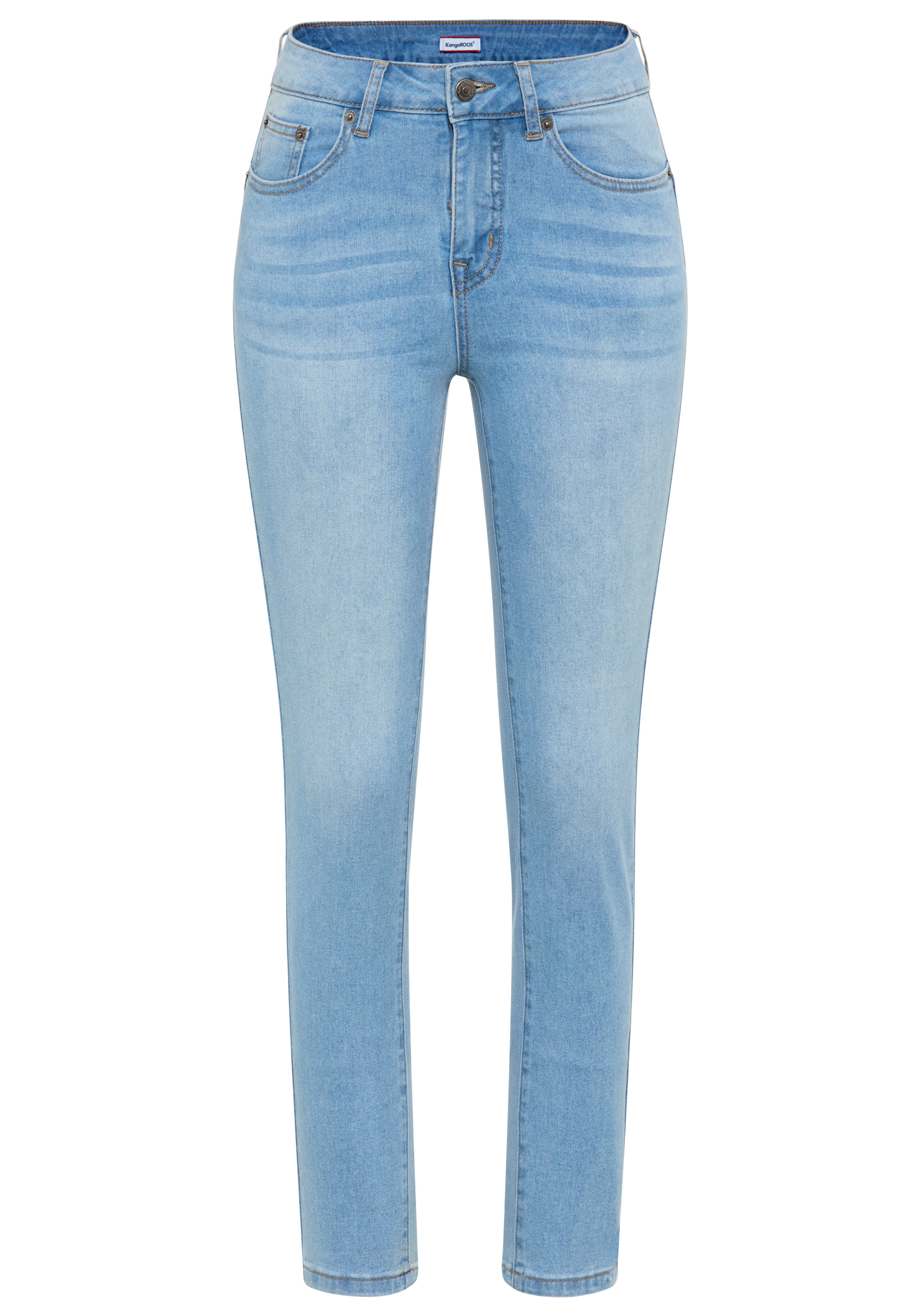KangaROOS Slim-fit-Jeans »CROPPED HIGH WAIST SLIM FIT« schmale Passform,  Röhrenjeans,  trendige Used-Waschung