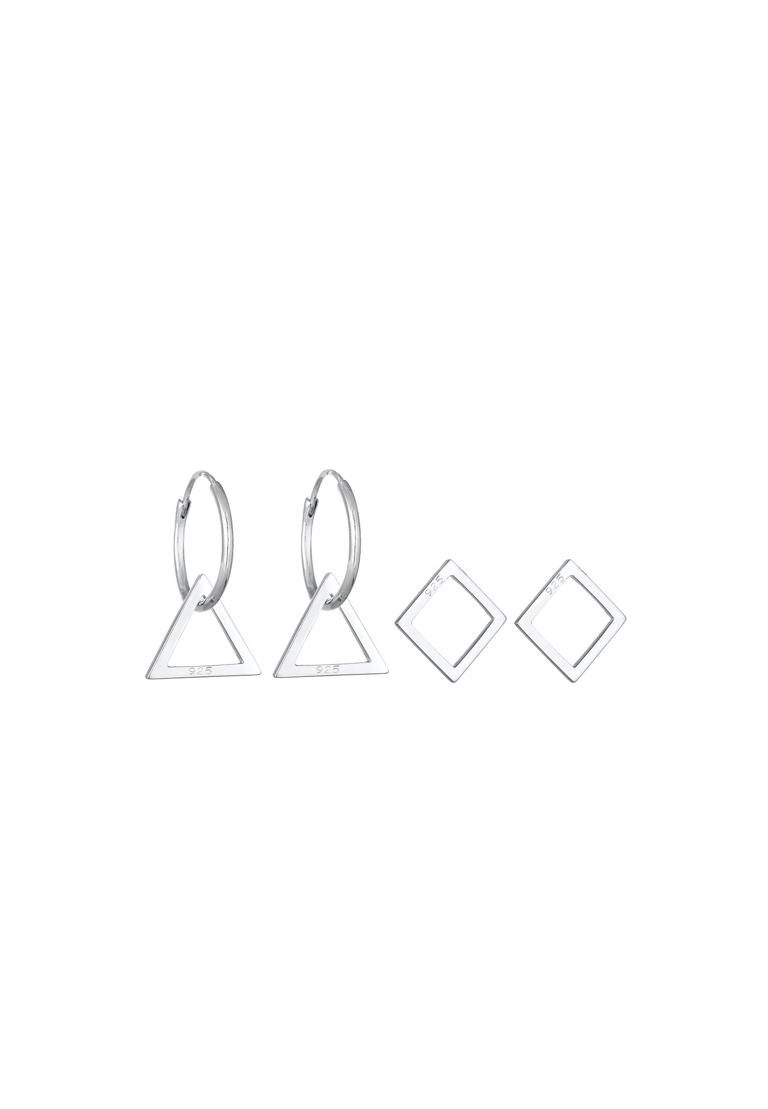 Elli Paar Creolen »Creole 3-Set Hänger Geo Prisma Trend 925 Silber«
