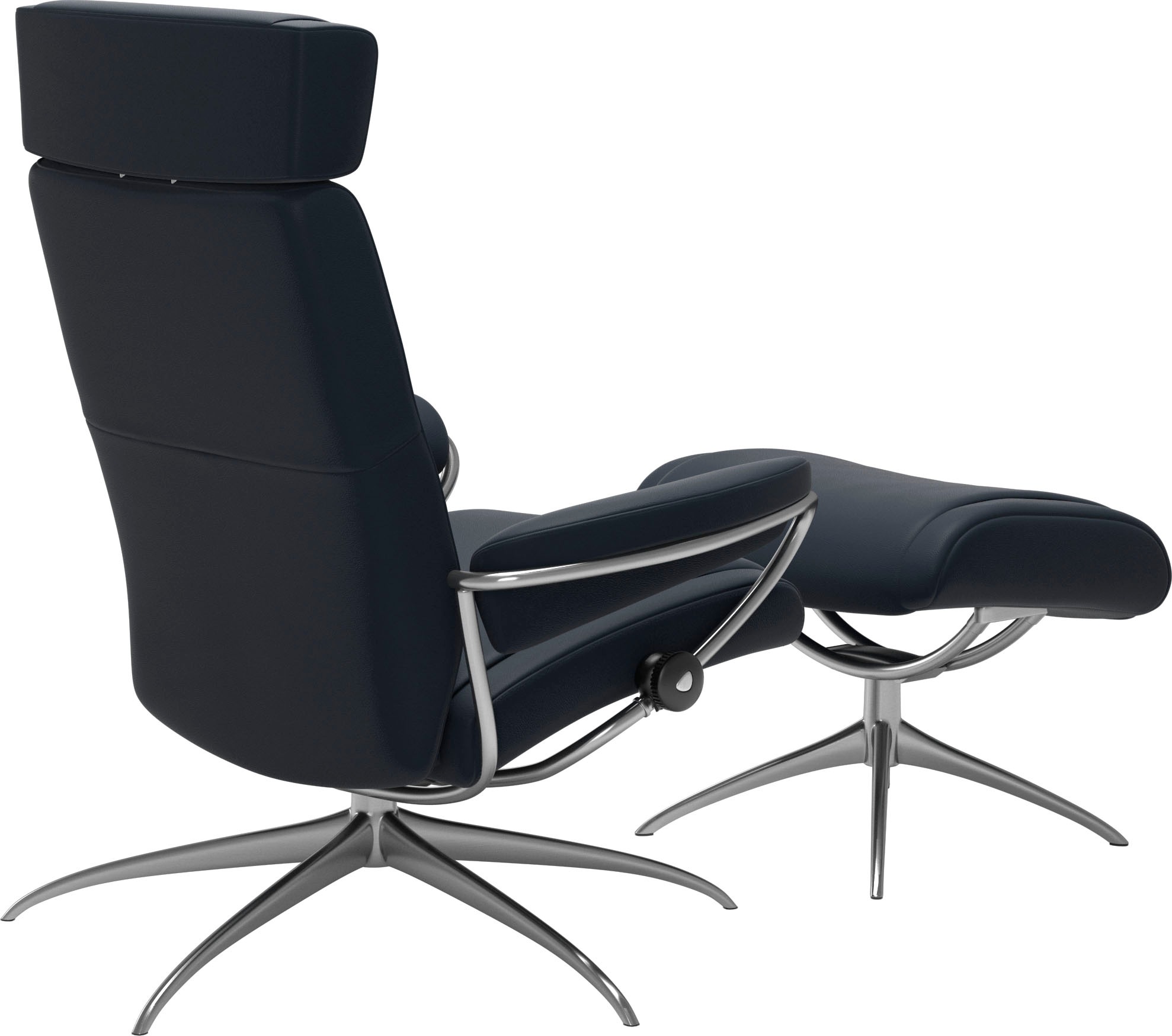 Stressless® Relaxsessel »Paris«, (Set, Relaxsessel mit Hocker), mit Hocker, Low Back mit Kopfstütze, mit Star Base, Gestell Chrom