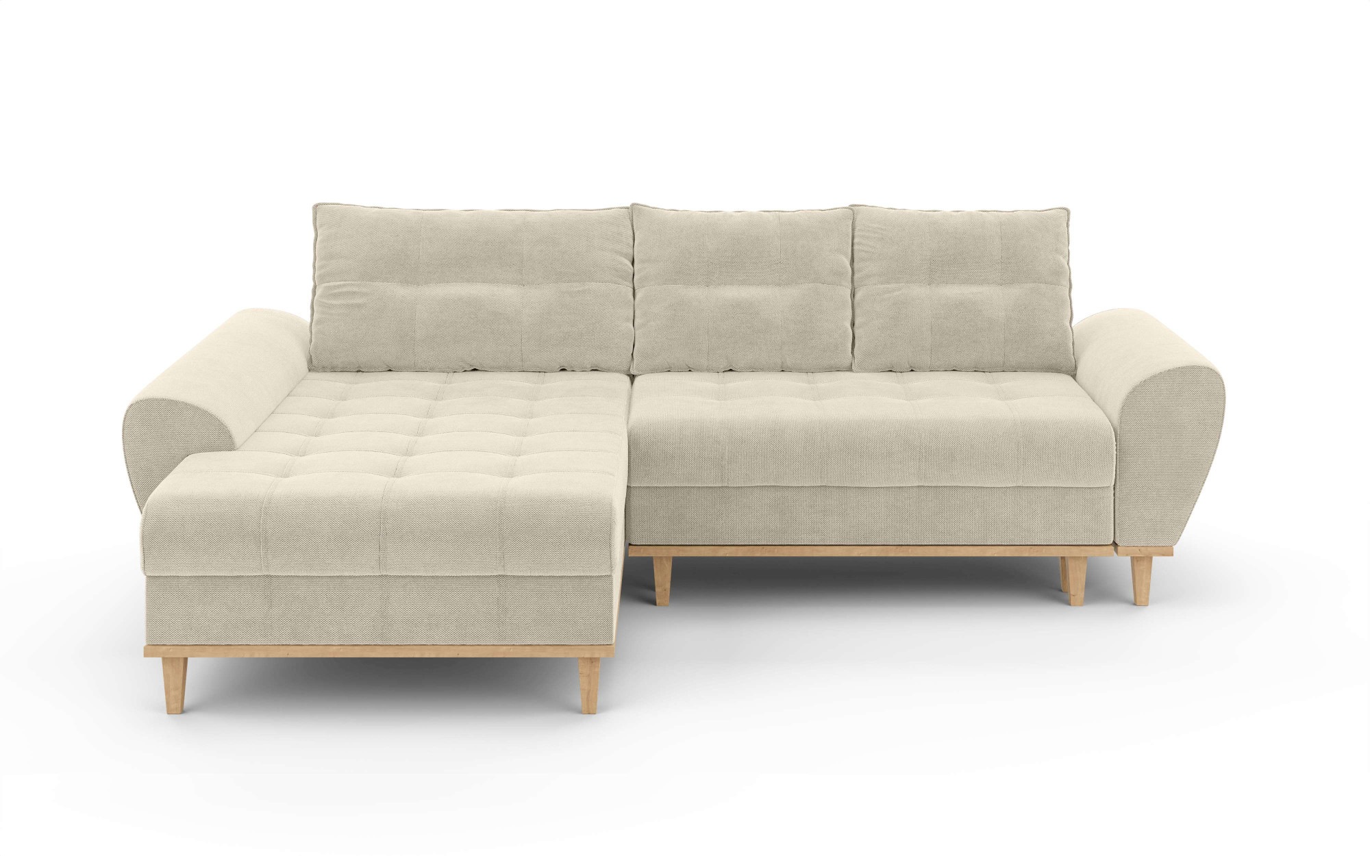 Home affaire Ecksofa »Ahrdorf mit Bettfunktion und Bettkasten, Maße: B/H/T 268/86/175 cm«, L-Form mit 3 Rückenkissen und moderne gerundete Armlehnen
