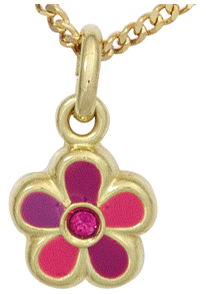 JOBO Blumenanhänger »Anhänger Blume«, 333 Gold mit einem Glasstein