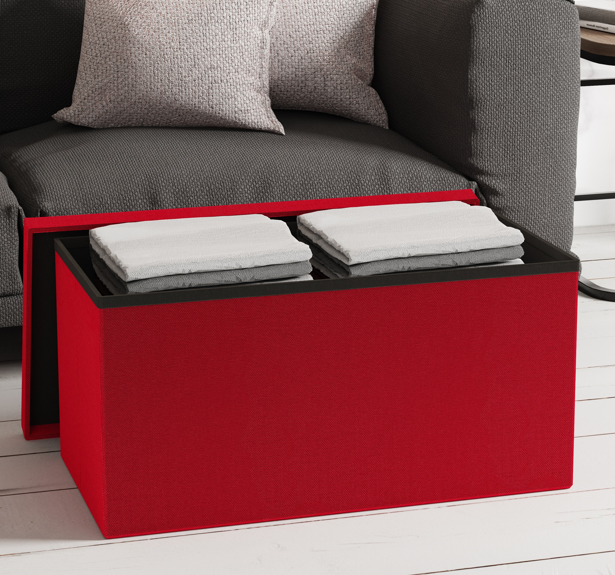 Sitztruhe VCM "Stoff Sitztruhe Sitzbank Aufbewahrungsbox Boxas", rot, B:76cm T:38cm, Obermaterial: 100% Textilmaterial TEXMAT., Sitzbänke 3