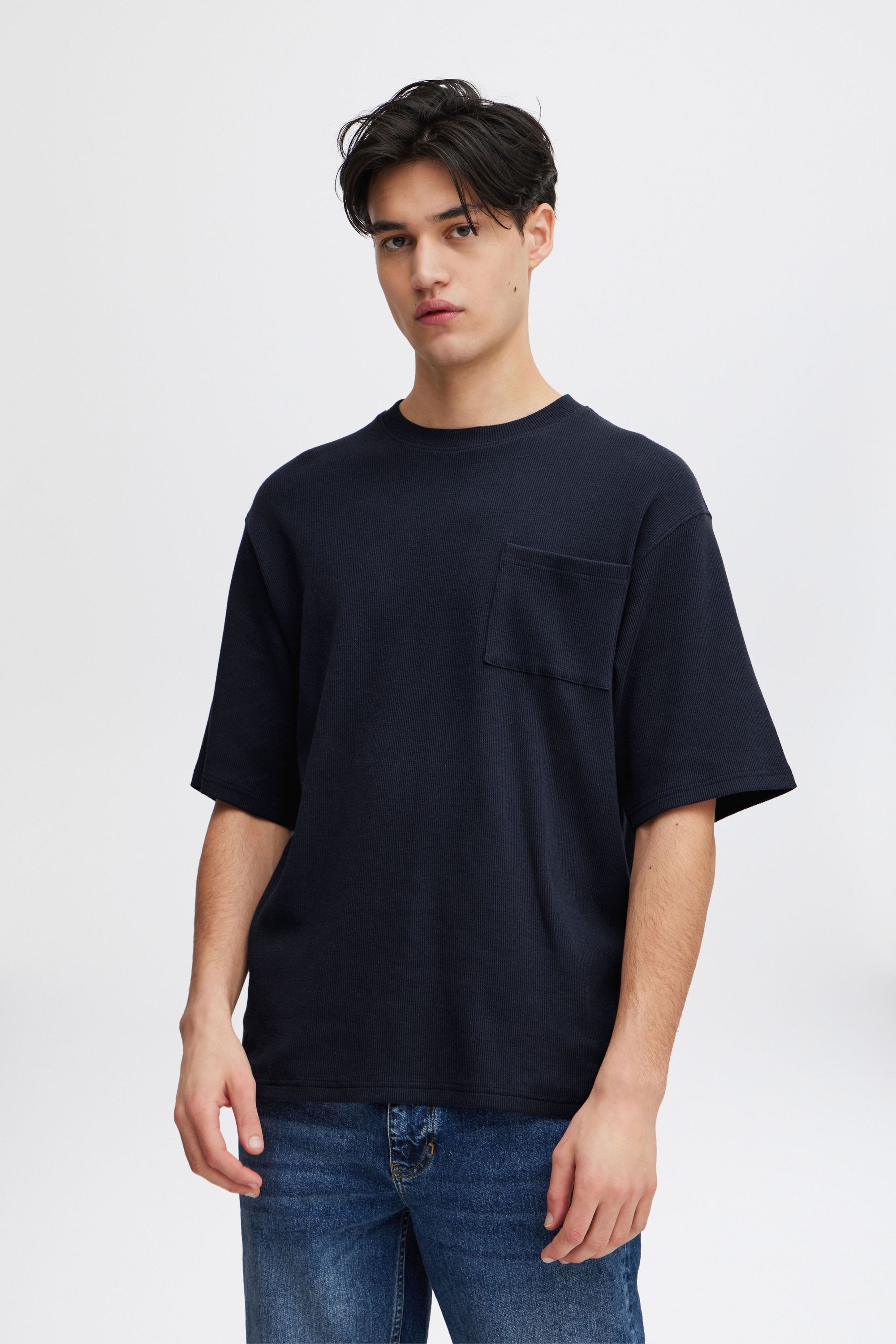 T-Shirt CASUAL FRIDAY "T-Shirt CFTue", Damen, Gr. L, blau (navy blazer), Obermaterial: 70% Baumwolle CO. 25% Polyester PES. 5% Elasthan EL., Shirts T-Shirt 2