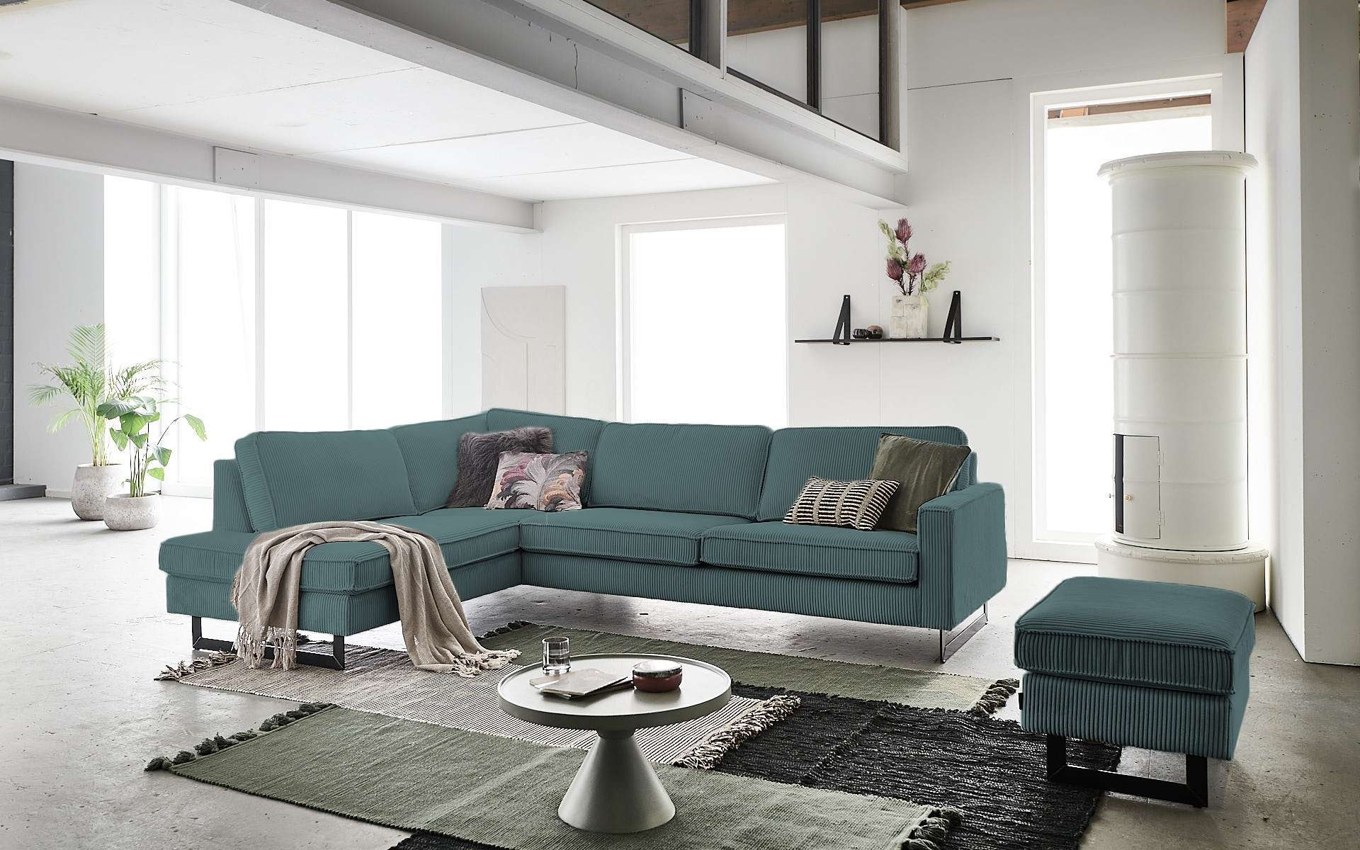 Home affaire Ecksofa "Pinto, 290 cm, Cord, Chenille, Lederoptik, Ottomane l günstig online kaufen