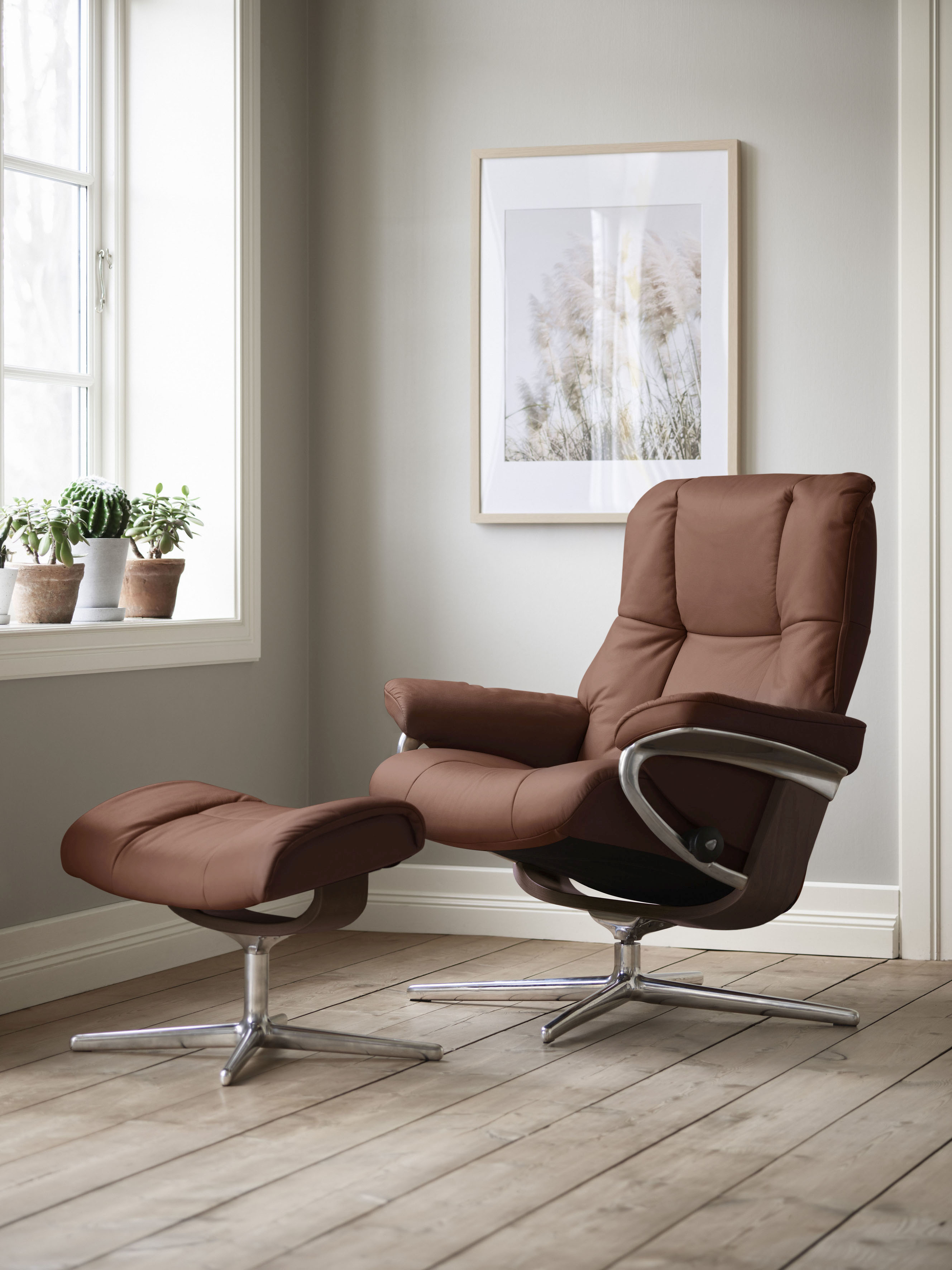 Stressless Fußhocker "Mayfair" mit Cross Base, Größe S, M & L, Holzakzent Braun