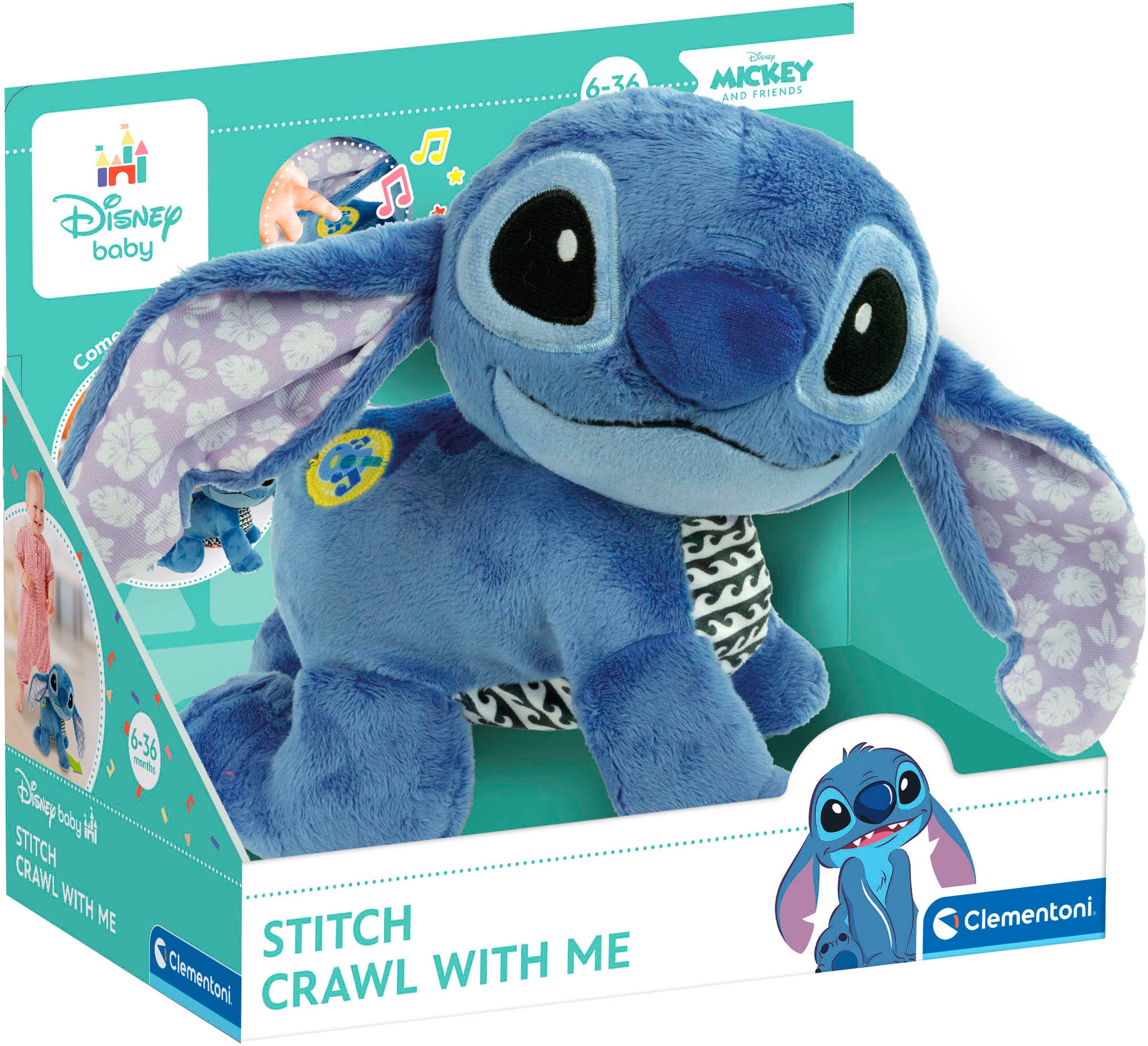 Clementoni® Plüschfigur »Disney Baby, Krabbel mit mir Stitch«, mit Sound