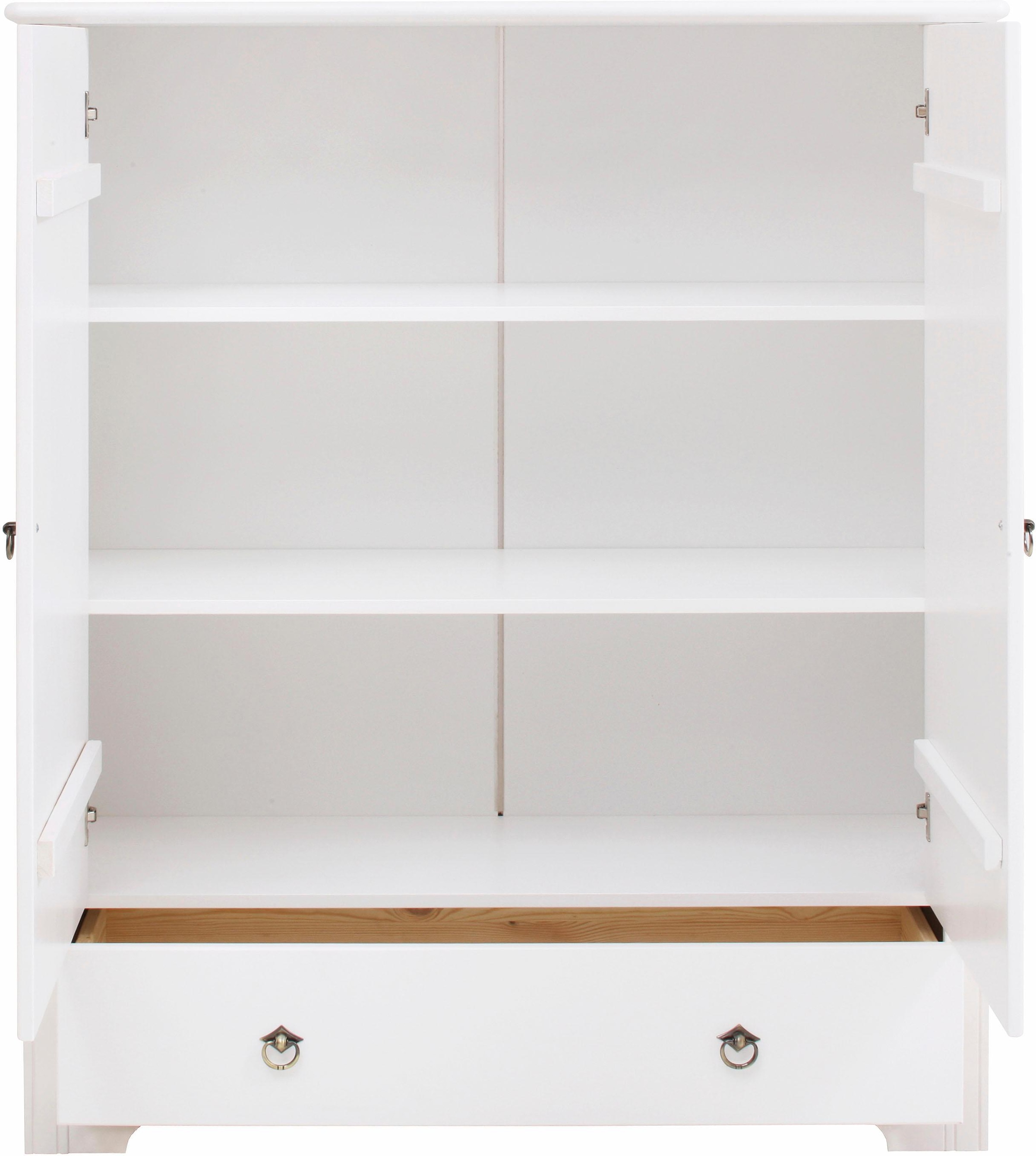Home affaire Wäscheschrank »Hugo, Mehrzweckschrank, FSC zertifiziert, Made in EU«, (B/T/H) 106/38/126 cm), aus massiver Kiefer, klassischer Landhausstil mit Kassettenoptik