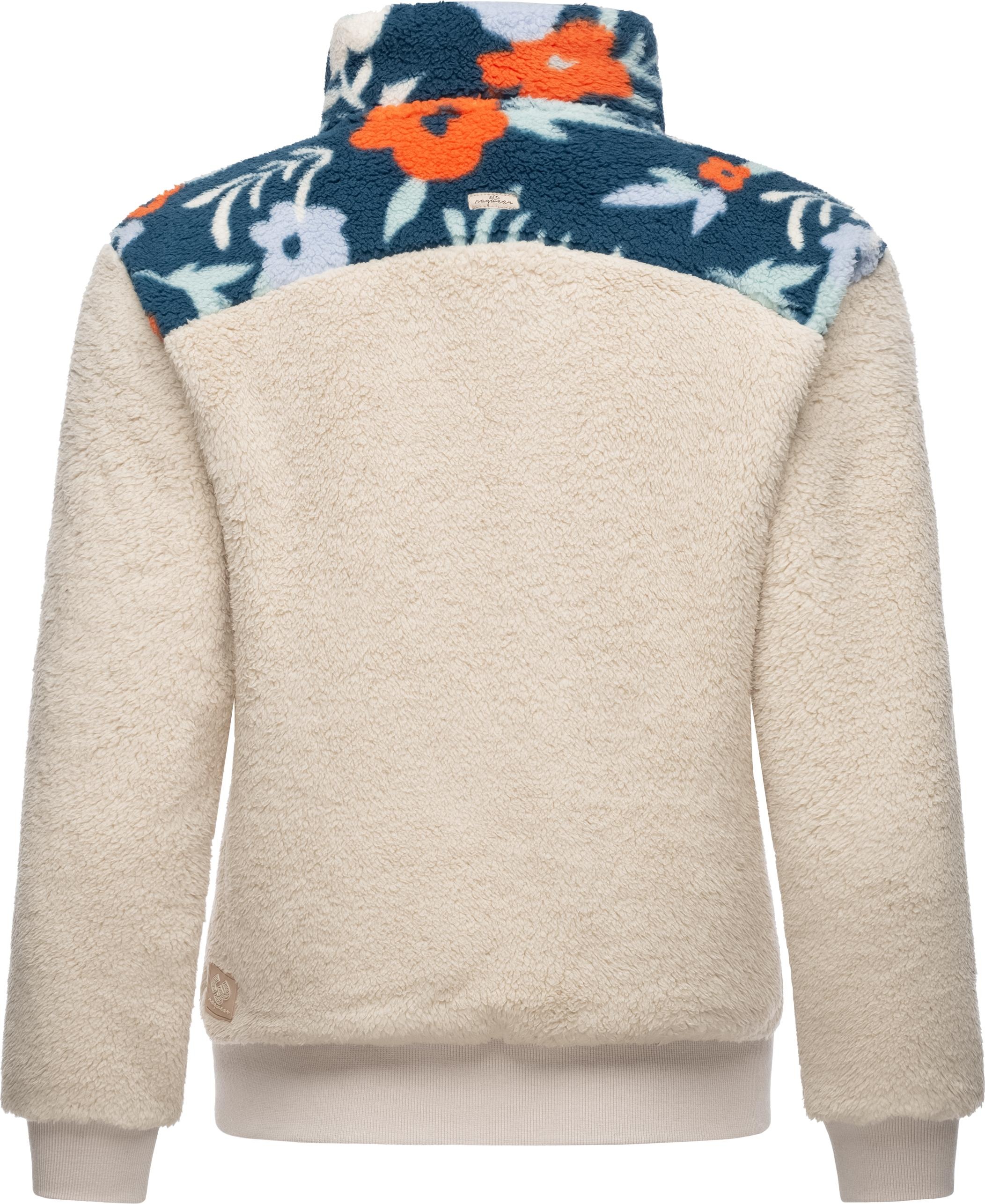 Ragwear Fleecejacke »Madaras Flower«, ohne Kapuze, Flauschige Damen Übergangsjacke aus Teddyfleece