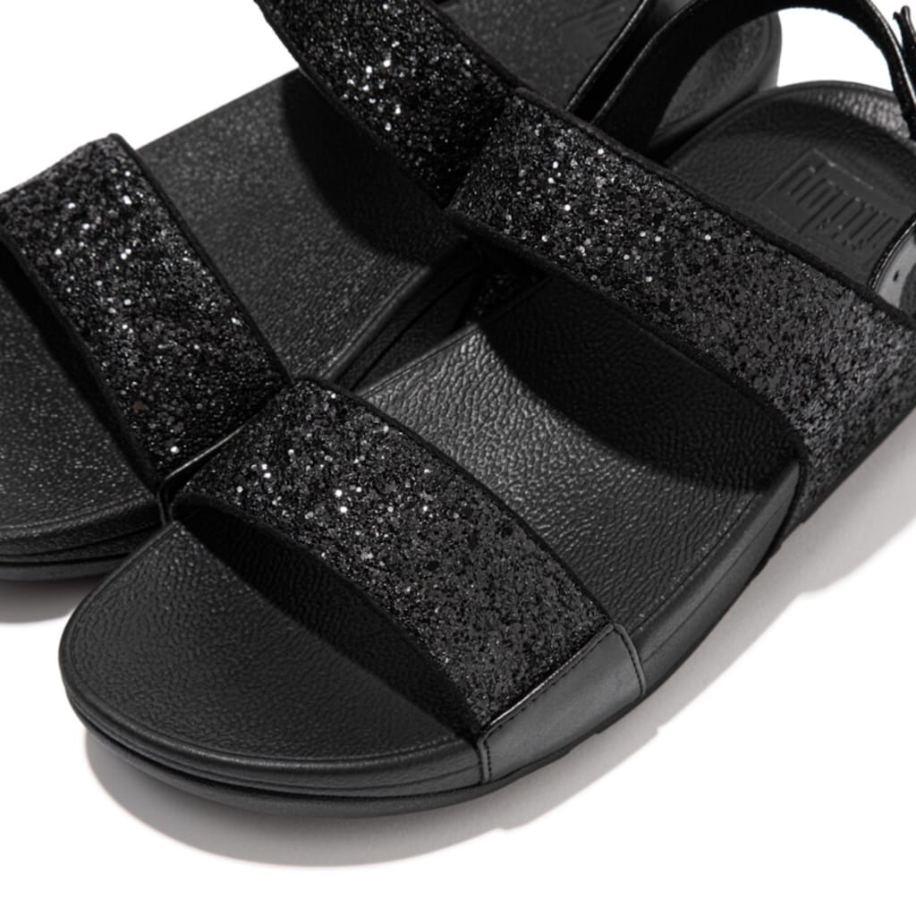 Fitflop Keilsandalette »LULU GLITTER BACK-STRAP SANDALS«, Sommerschuh, Sandale, Keilabsatz, mit funkelnden Riemchen