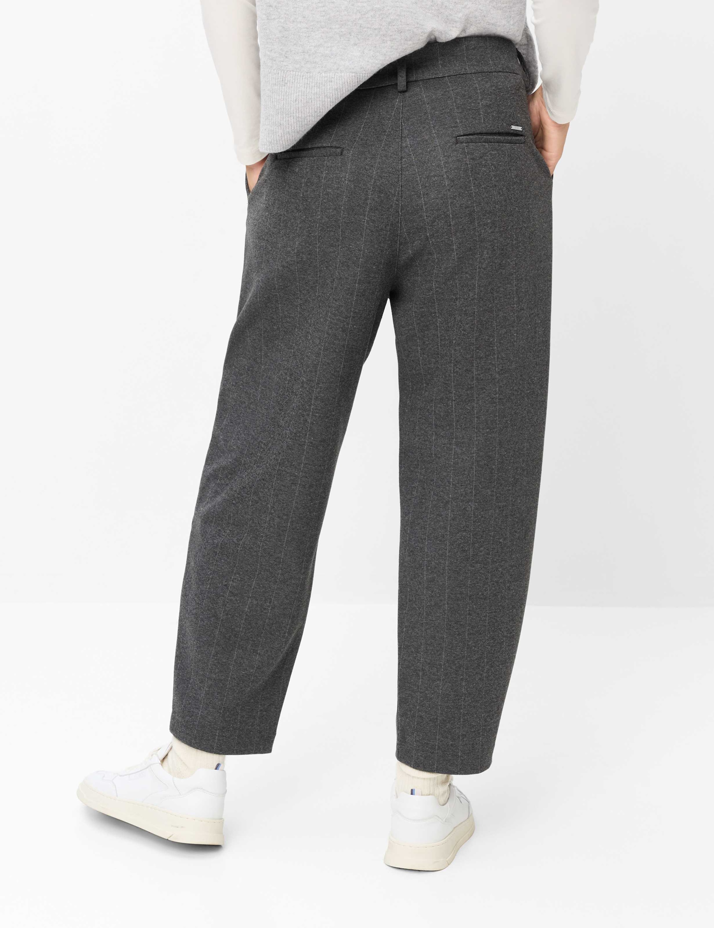 Brax 5-Pocket-Hose »Style MEGAN S«  Wool Look Stripe: Bundfaltenhose im Barrel Fit