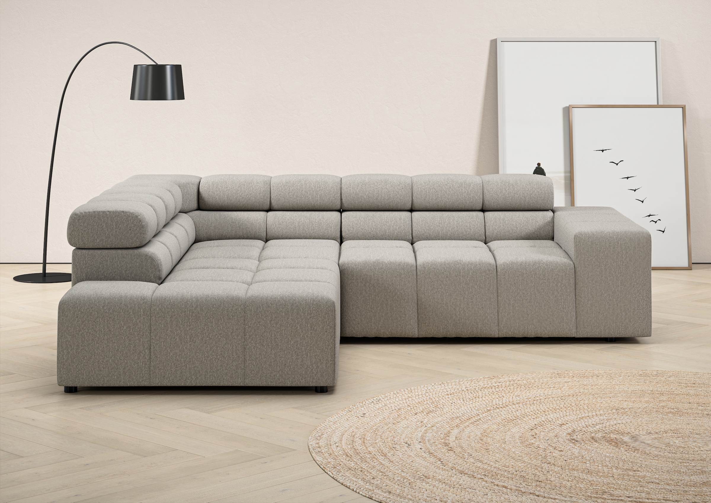 Home affaire Ecksofa "Ancona, incl. Kopfteilverstellung + 3 Zierkissen, L-F günstig online kaufen