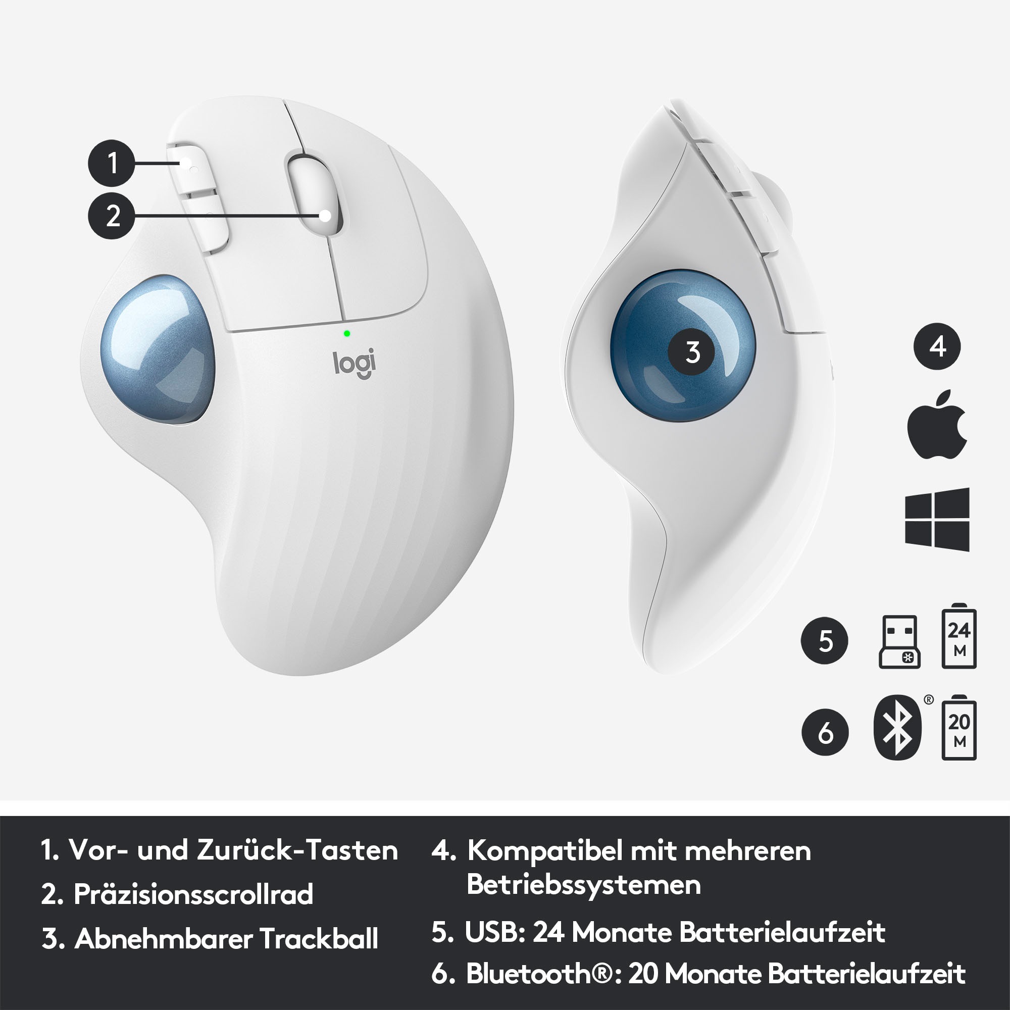 Logitech Maus »ERGO M575«, Bluetooth
