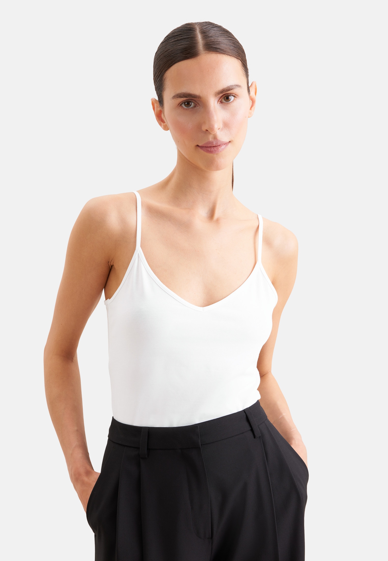 seidensticker Trägertop »Schwarze Rose« Ohne Arm V-Neck Uni