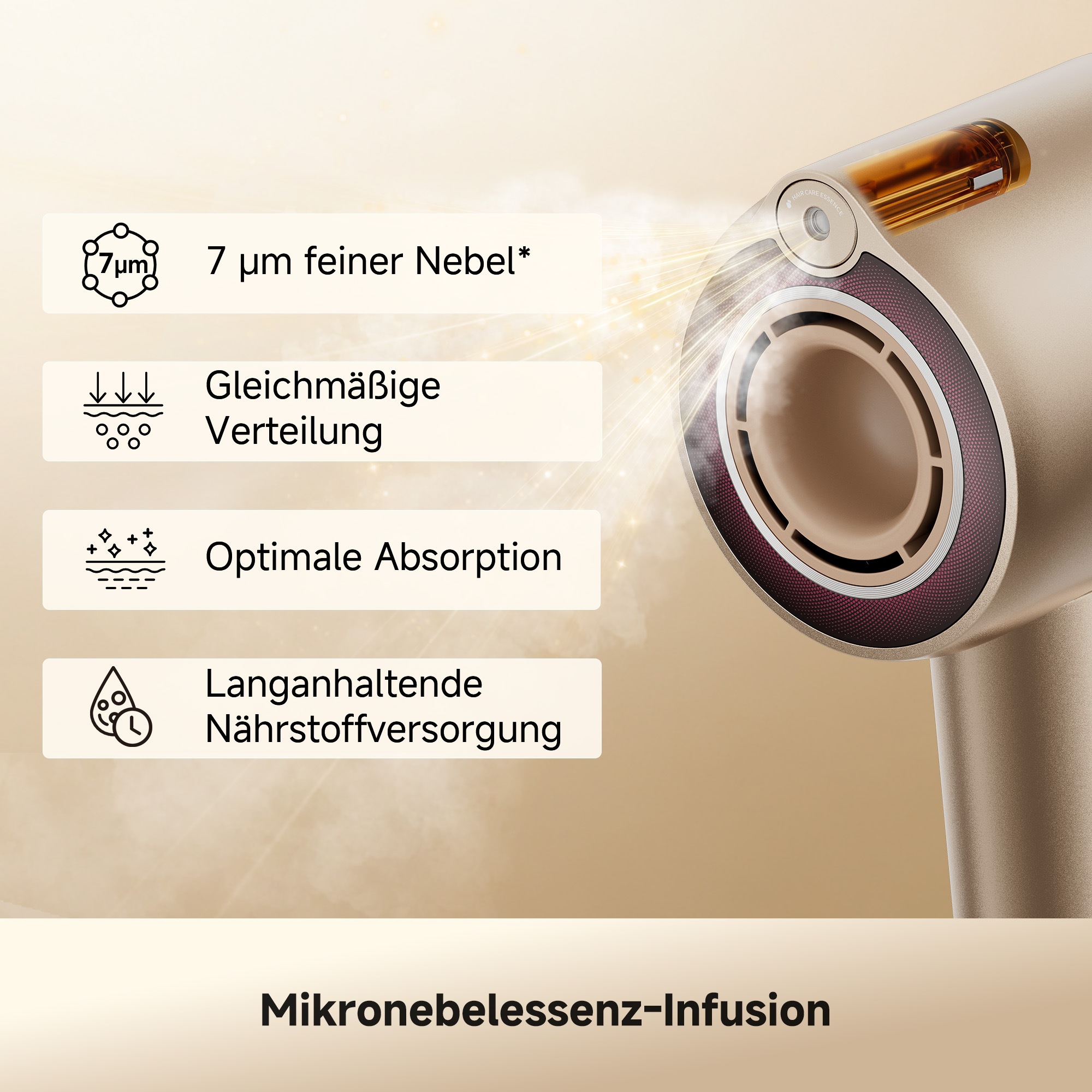 Dreame Haartrockner »Miracle Essence« 1.600 W 2 Aufsätze Essenz-Mikronebel, Rotlichtpflege, Anti-Frizz-Ionen