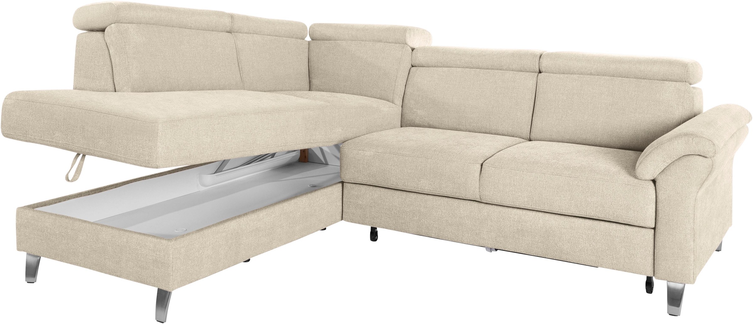 sit&more Ecksofa, inklusive Kopfteilverstellung, wahlweise mit Bettfunktion und Bettkasten