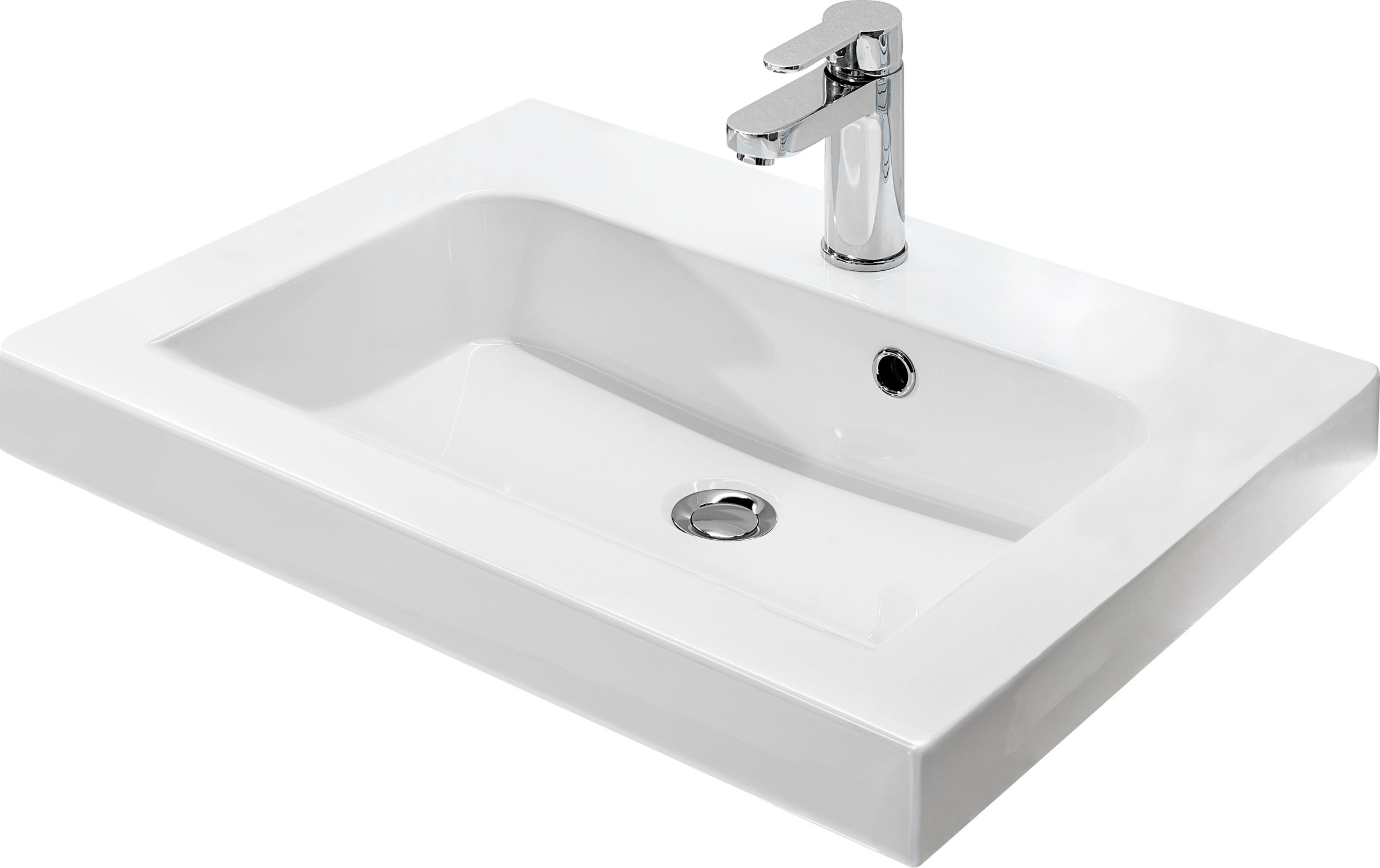 Saphir Badmöbel-Set »Balto Sprint 3-teilig, Mineralmarmor-Waschtisch mit LED-Spiegelschrank«, (4 St.), inkl. Türdämpfer, 100 cm breit, mit Midischrank, 3 Türen, 4 Schubladen
