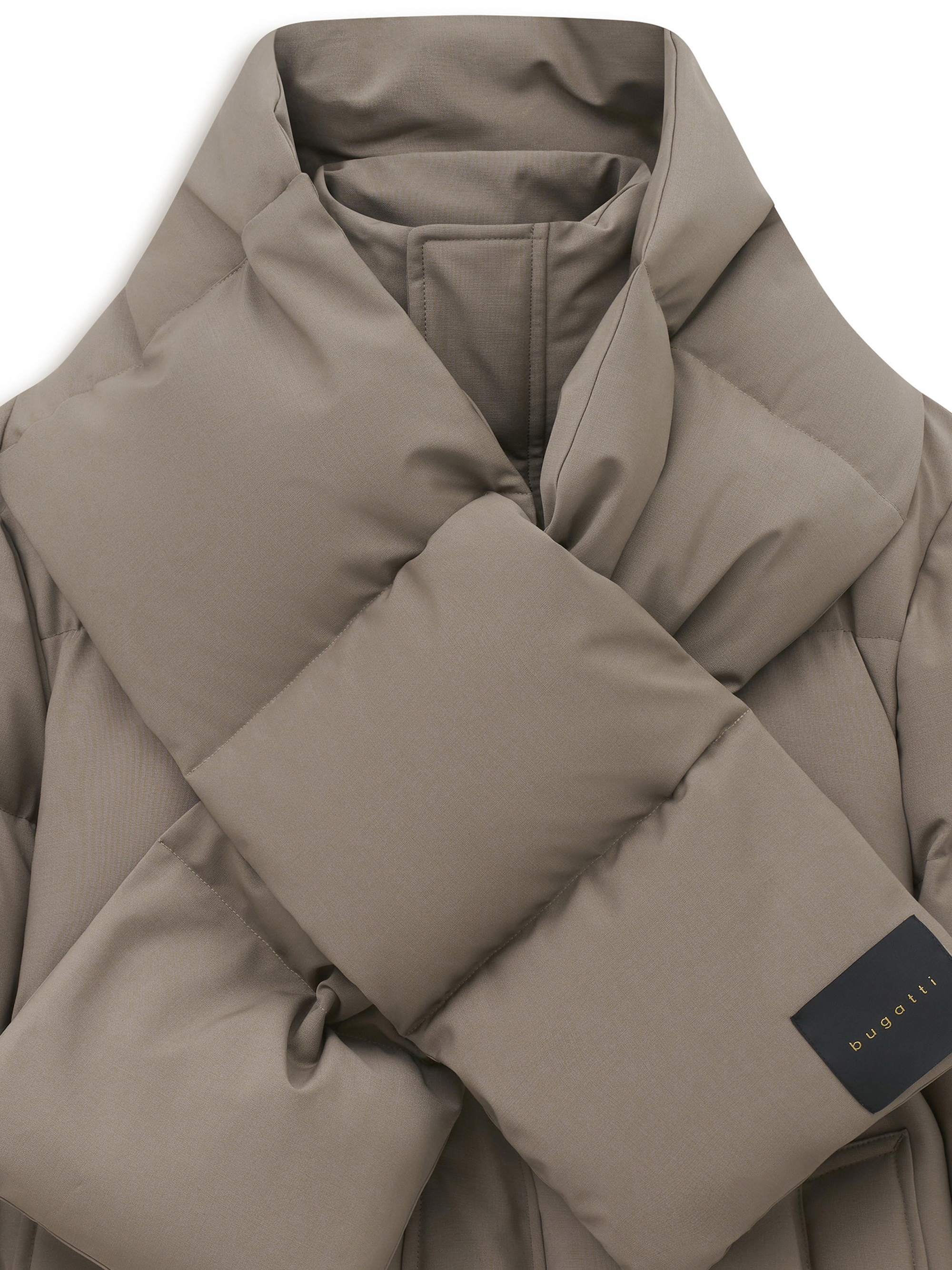bugatti Parka »Regular Fit« ohne Kapuze Daune Stehkragen Schal inklusive