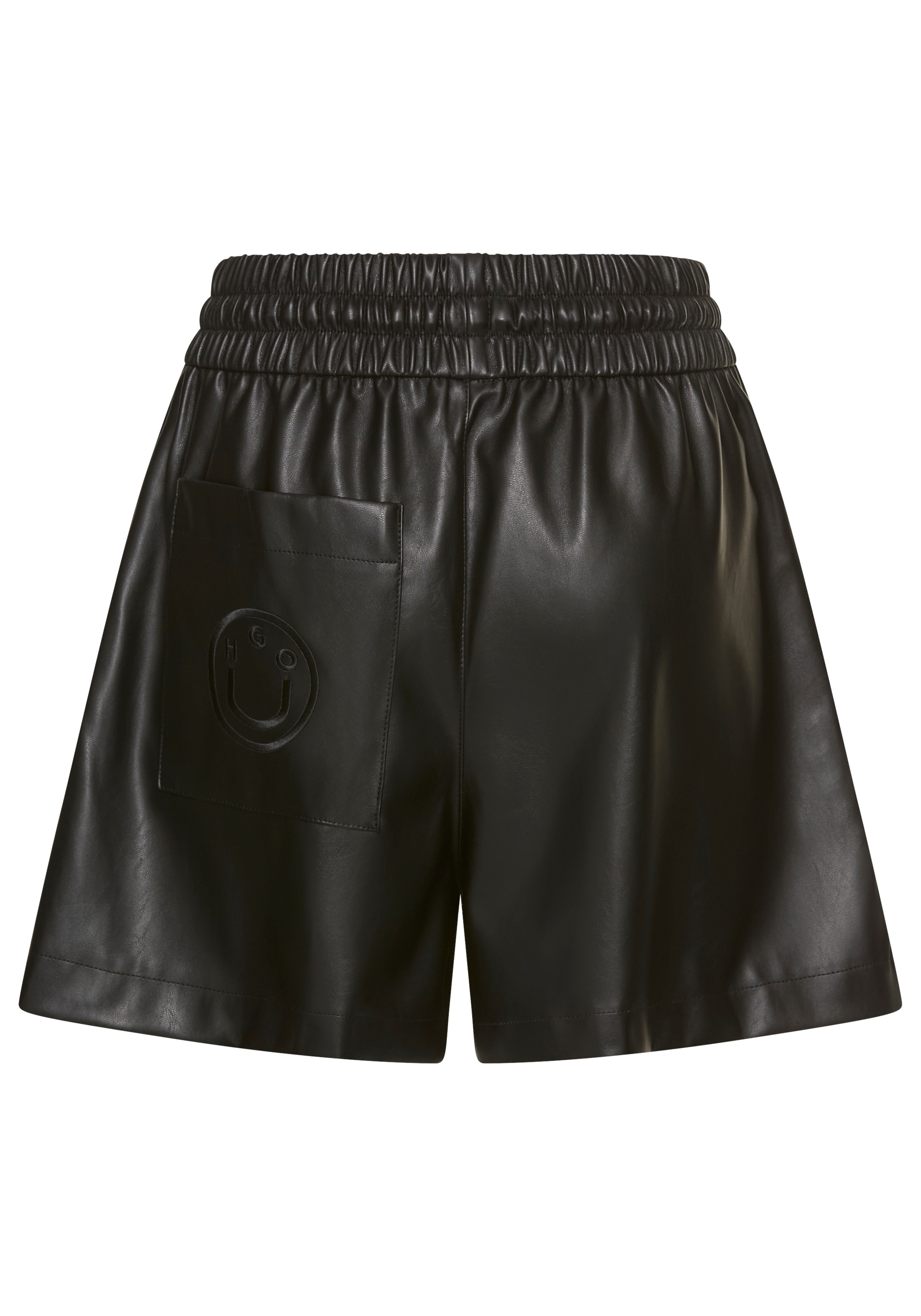 HUGO Blue Shorts »Henuka«, Lederimitat, mit Logostickerei