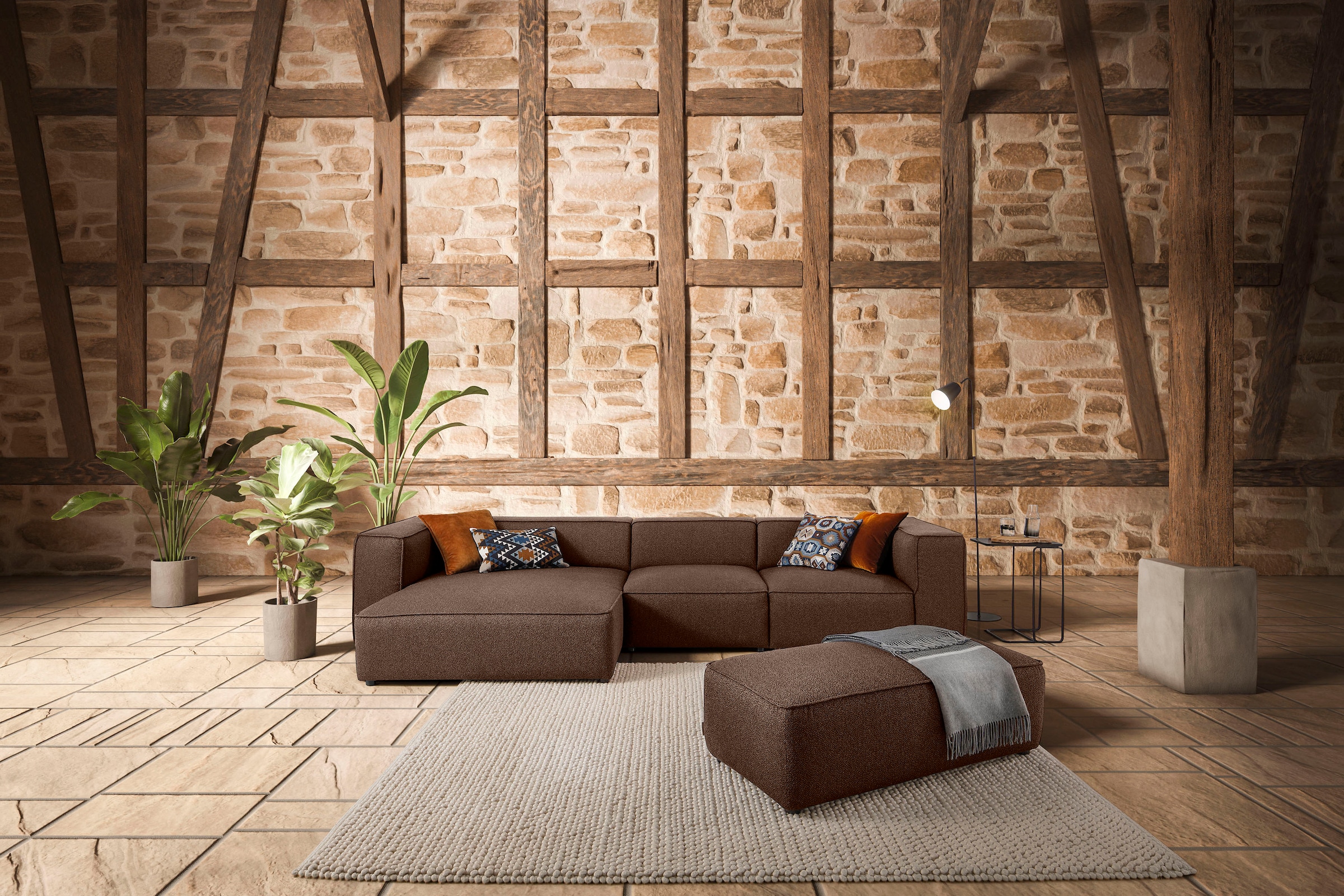 W.SCHILLIG Ecksofa "around-the-block Mega Sofa, viel Platz und hoher Sitzkomfort, L-Form" mit eleganter Biese, mit Federkern, Breite 341 cm