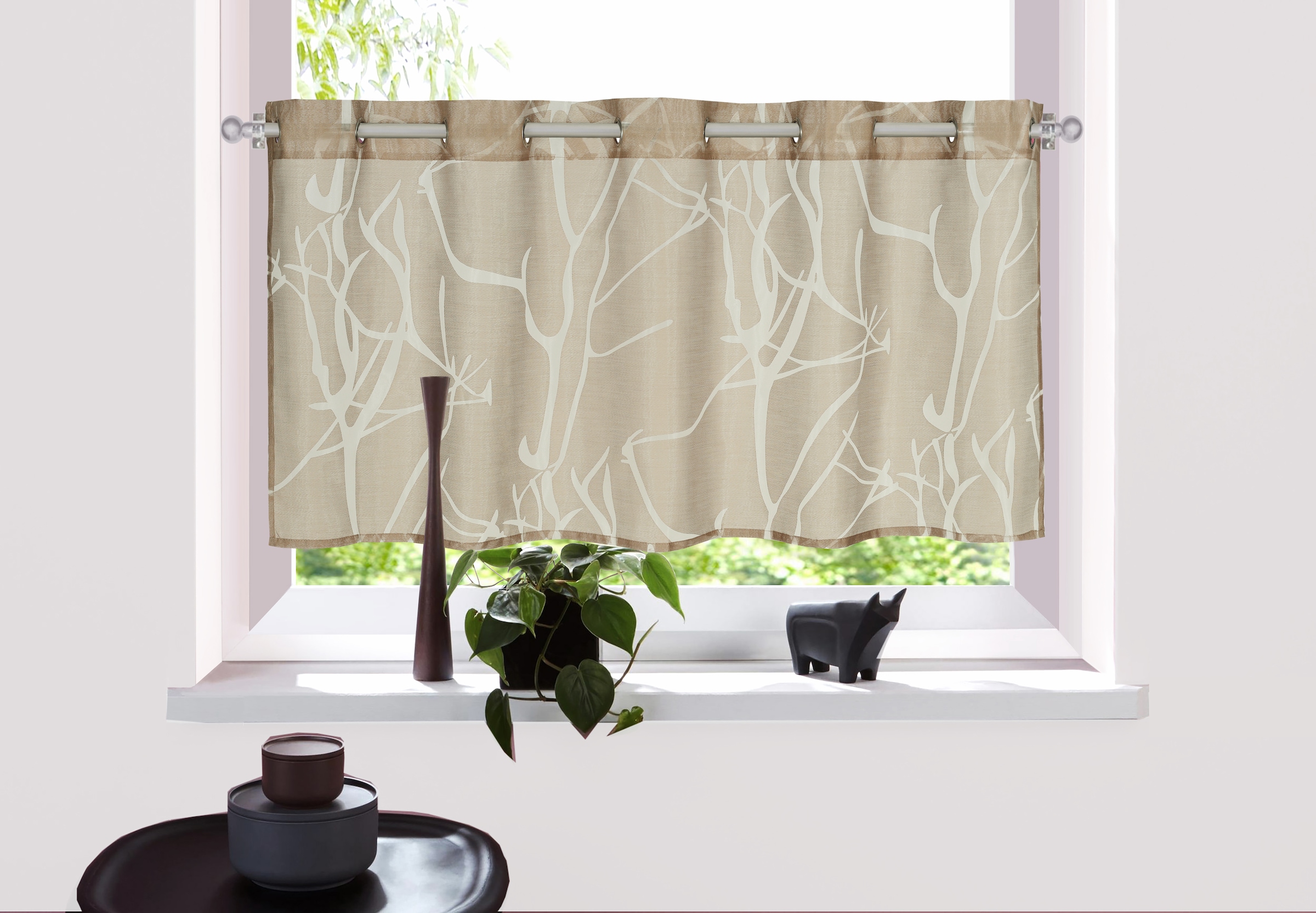 OTTO home Scheibengardine "Anna" Ösen 1 Stk. tlg. Viskose & Polyester, Äste-Motiv