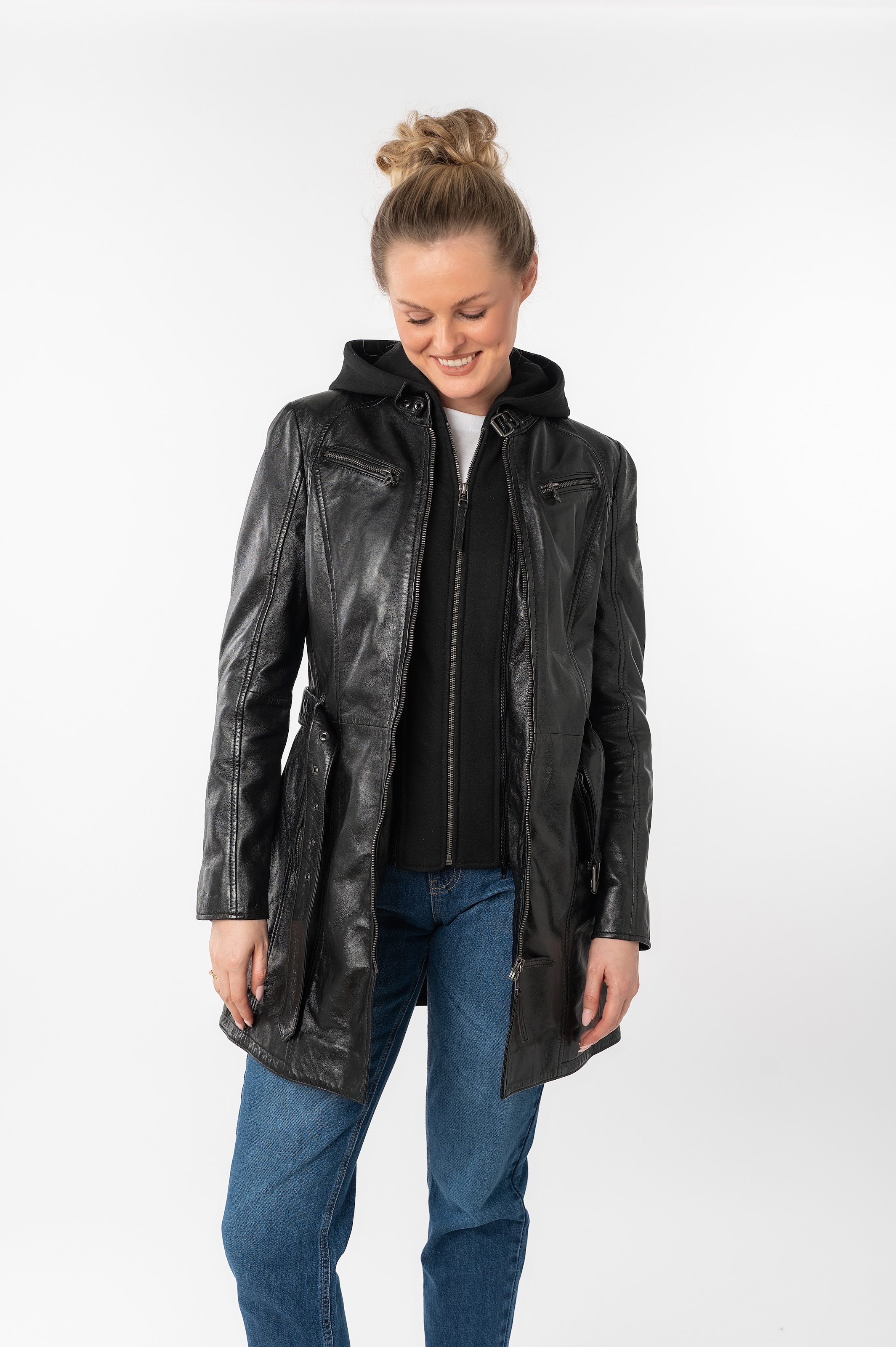 Mauritius Ledermantel "BENTE2", lange Lederjacke mit Gürtel & abnehmbarem K günstig online kaufen