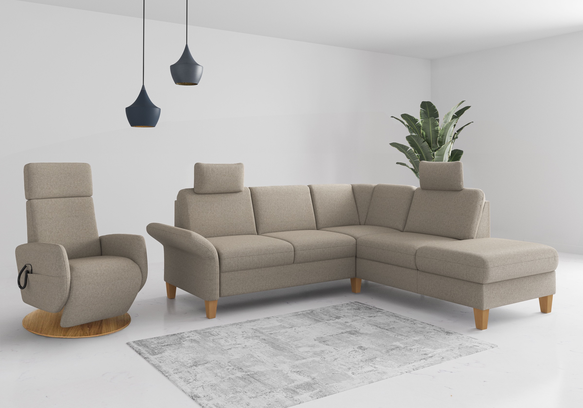 Home affaire Ecksofa »Rochelle, L-Form«, wahlweise mit Armteilverstellung, Bettfunktion und Bettkasten
