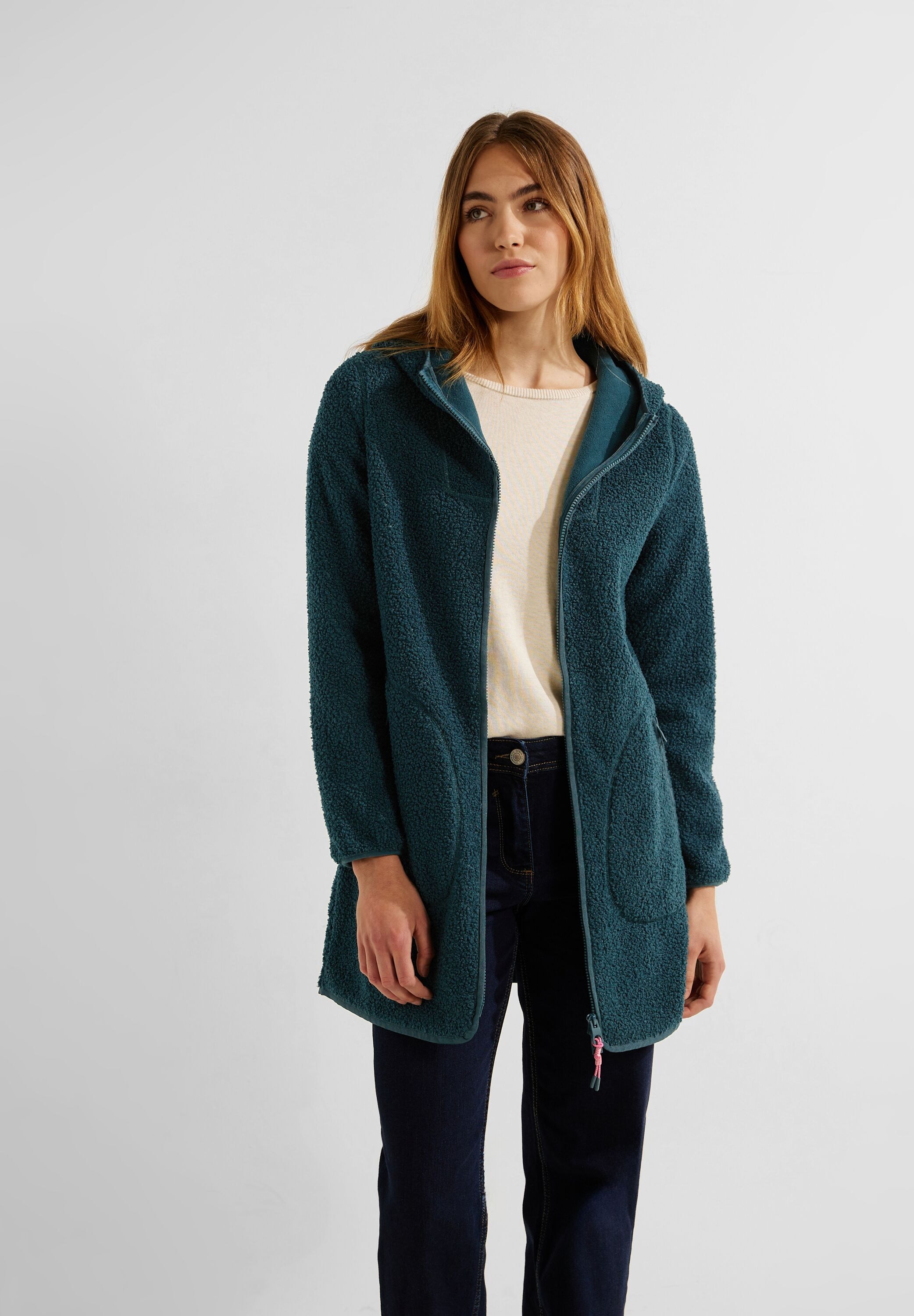 ZWDC Damen Kapuzenjacke - Lange Outdoorjacke Mit Kordelzug Und Taschen