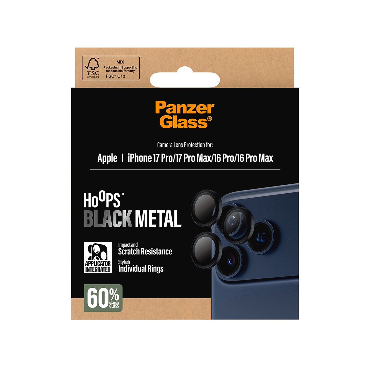 CARE by PanzerGlass Kameraschutzglas »Hoops Camera Lens Protector«, für Apple iPhone 17 Pro/Pro Max-Apple iPhone 16 Pro/Pro Max, Kameraschutz,Linsenschutz,Objektivschutz, kratz- & stoßfest
