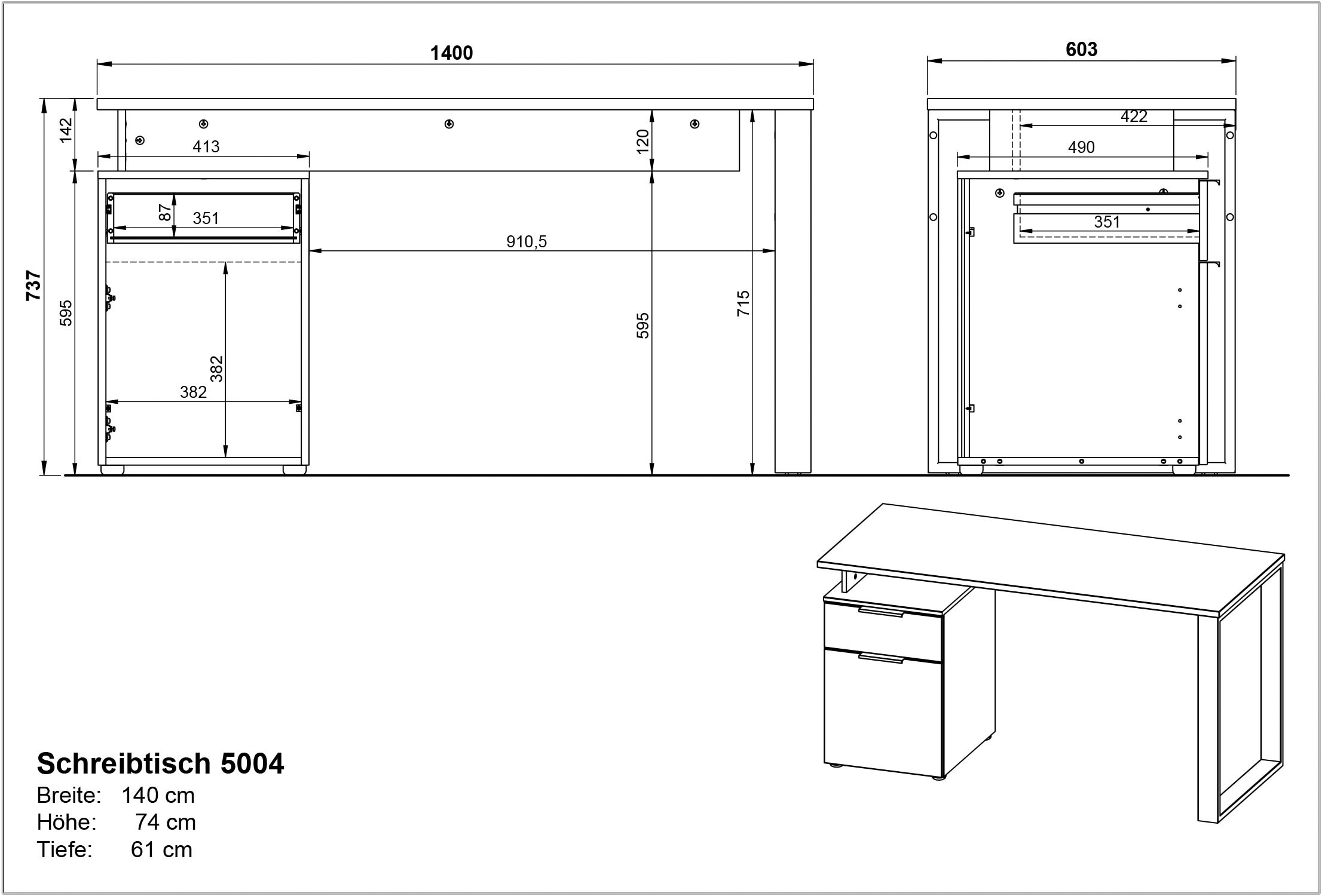 andas Schreibtisch »Njavve mit Kufengestell & Stauraumcontainer«, kratzfeste Oberfläche, Breite 140 cm, Made in Germany