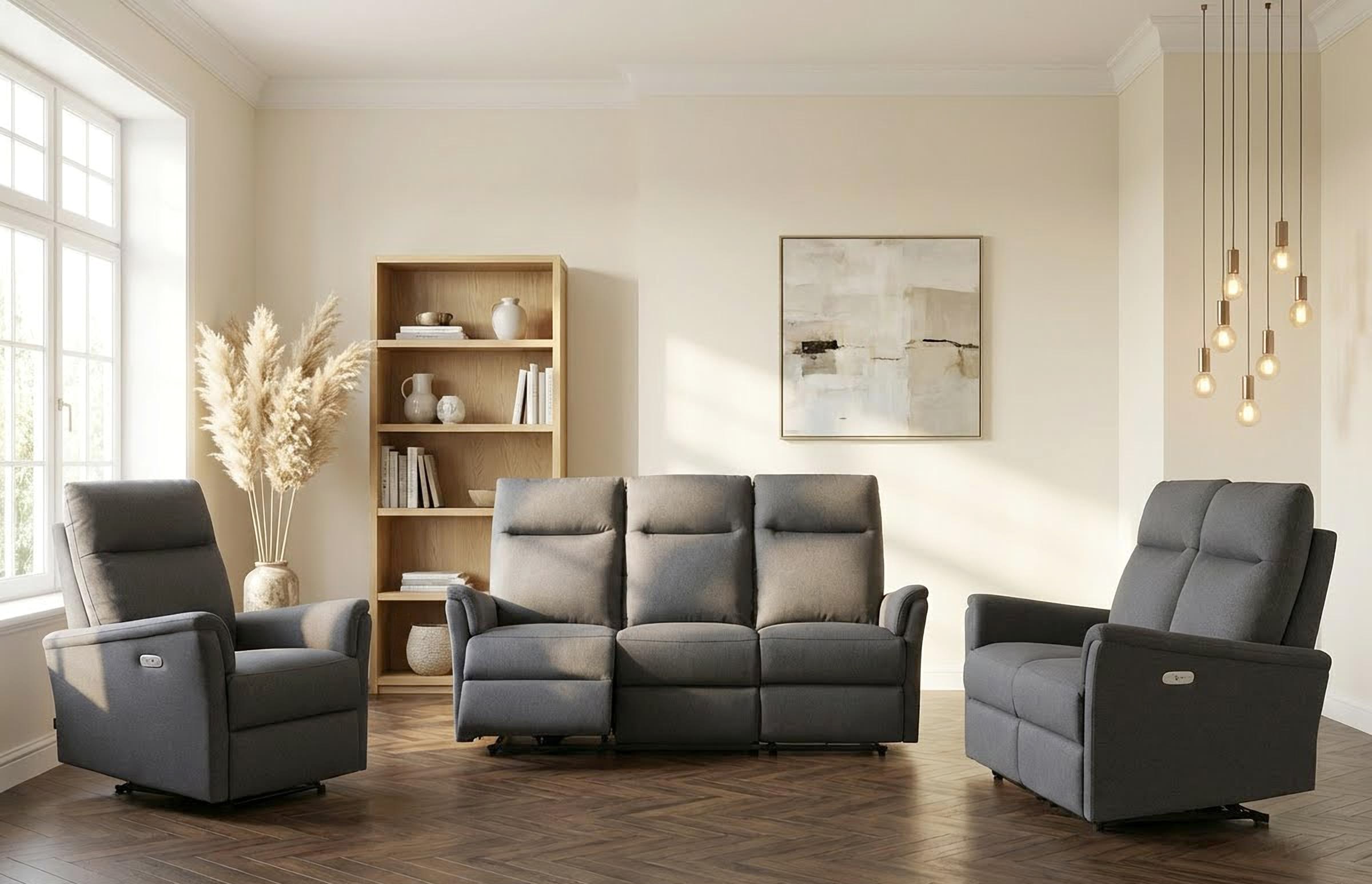 Home affaire Polstergarnitur "FINNARA, 3+2+1, elelektrische Relaxfunktion, USB A/C" Liegefunktion 105-135, Federkern