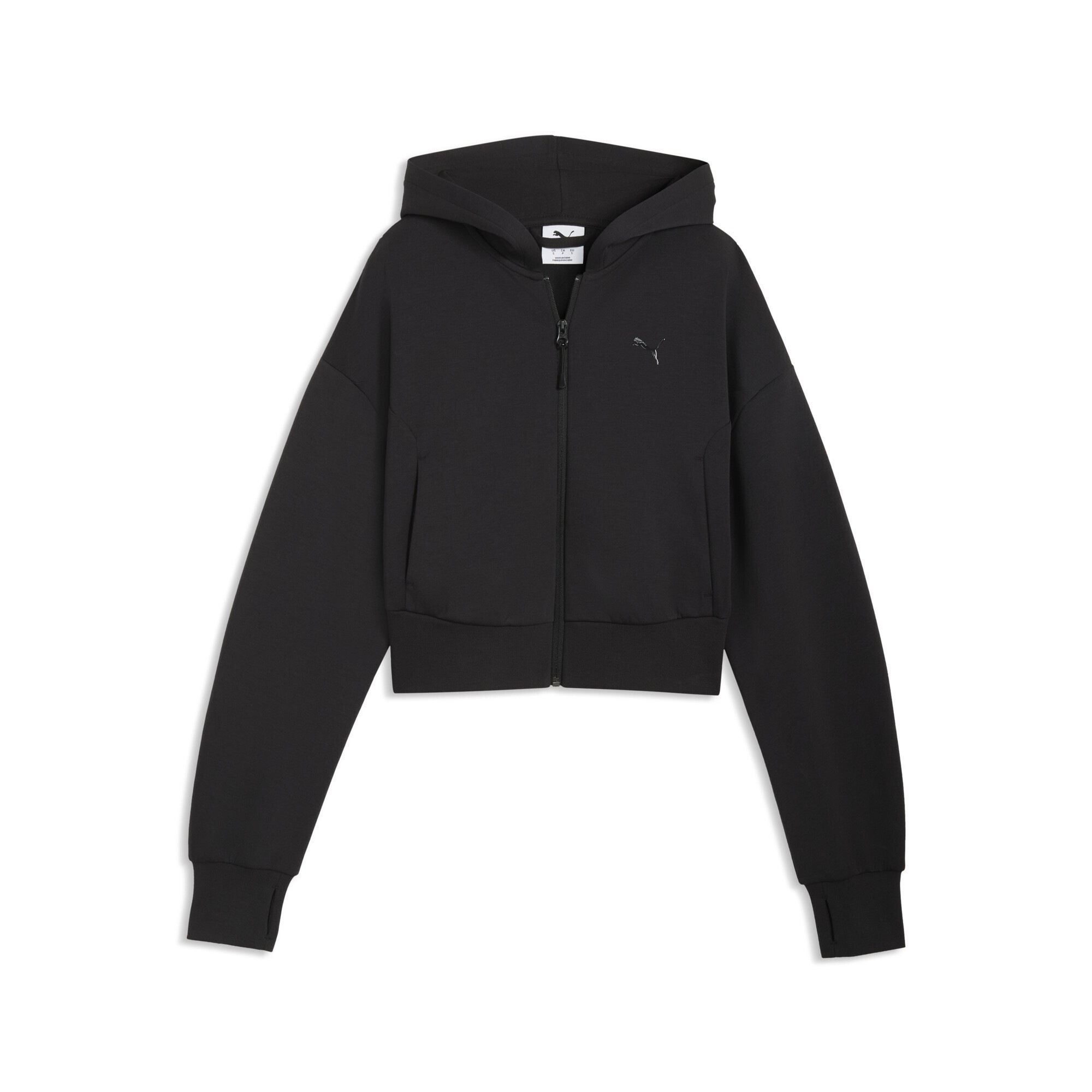 PUMA Damen Hoodie "PUMATECH SENSE Kapuzenjacke Damen", schwarz, Gr. L, Obermaterial: 25% Modal, 50% Polyester, 16% Baumwolle, 9% Elasthan.