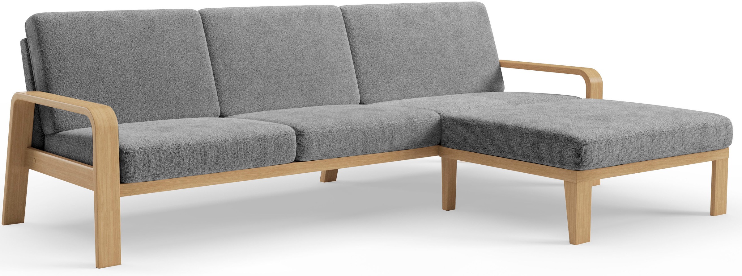 sit&more Ecksofa »Kolding L-Form«, Armlehnen aus Buchenholz in natur, verschiedene Bezüge und Farben