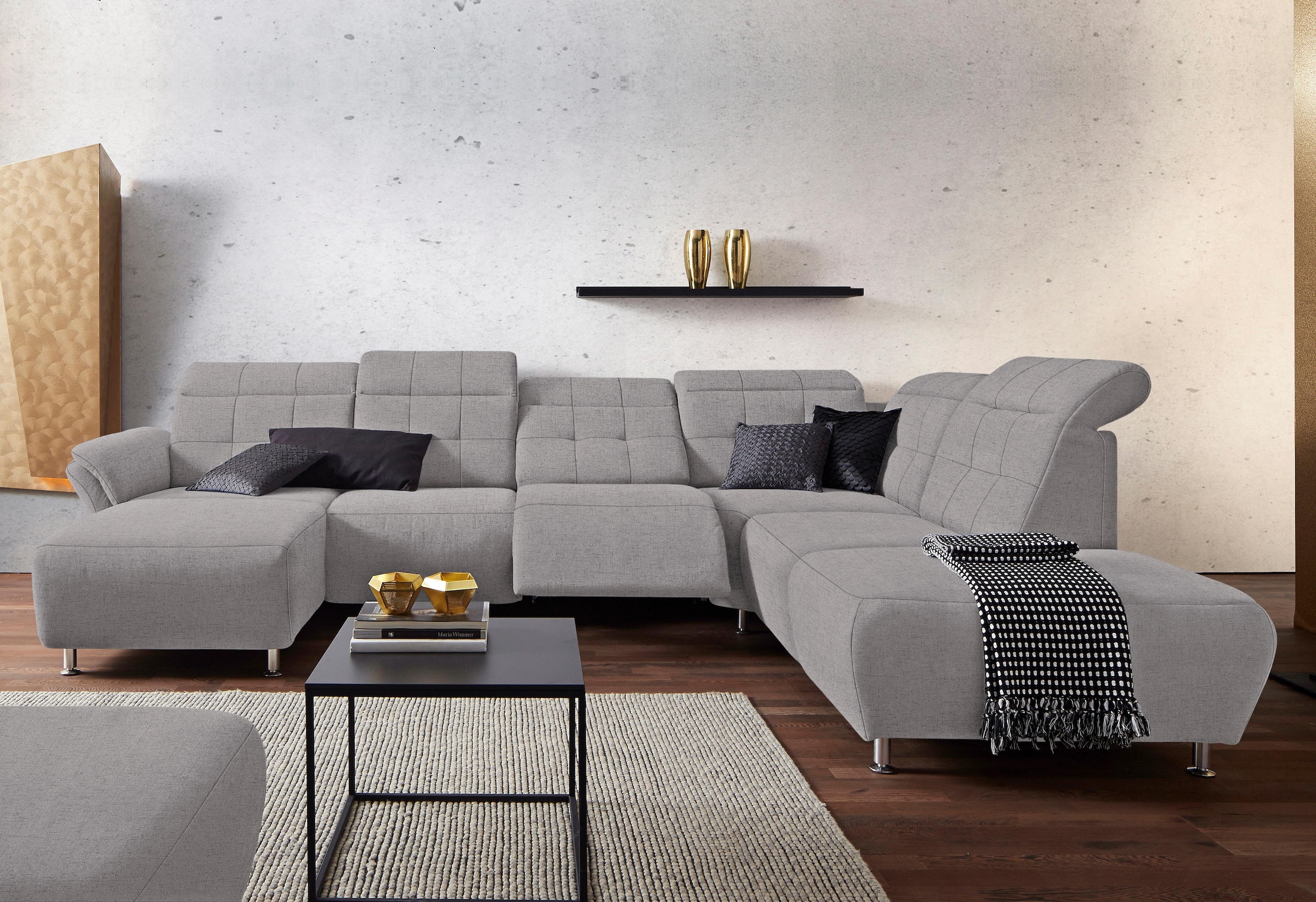 Home affaire Wohnlandschaft "Manhattan U-Form" 2 Sitze mit elektrischer Rel günstig online kaufen