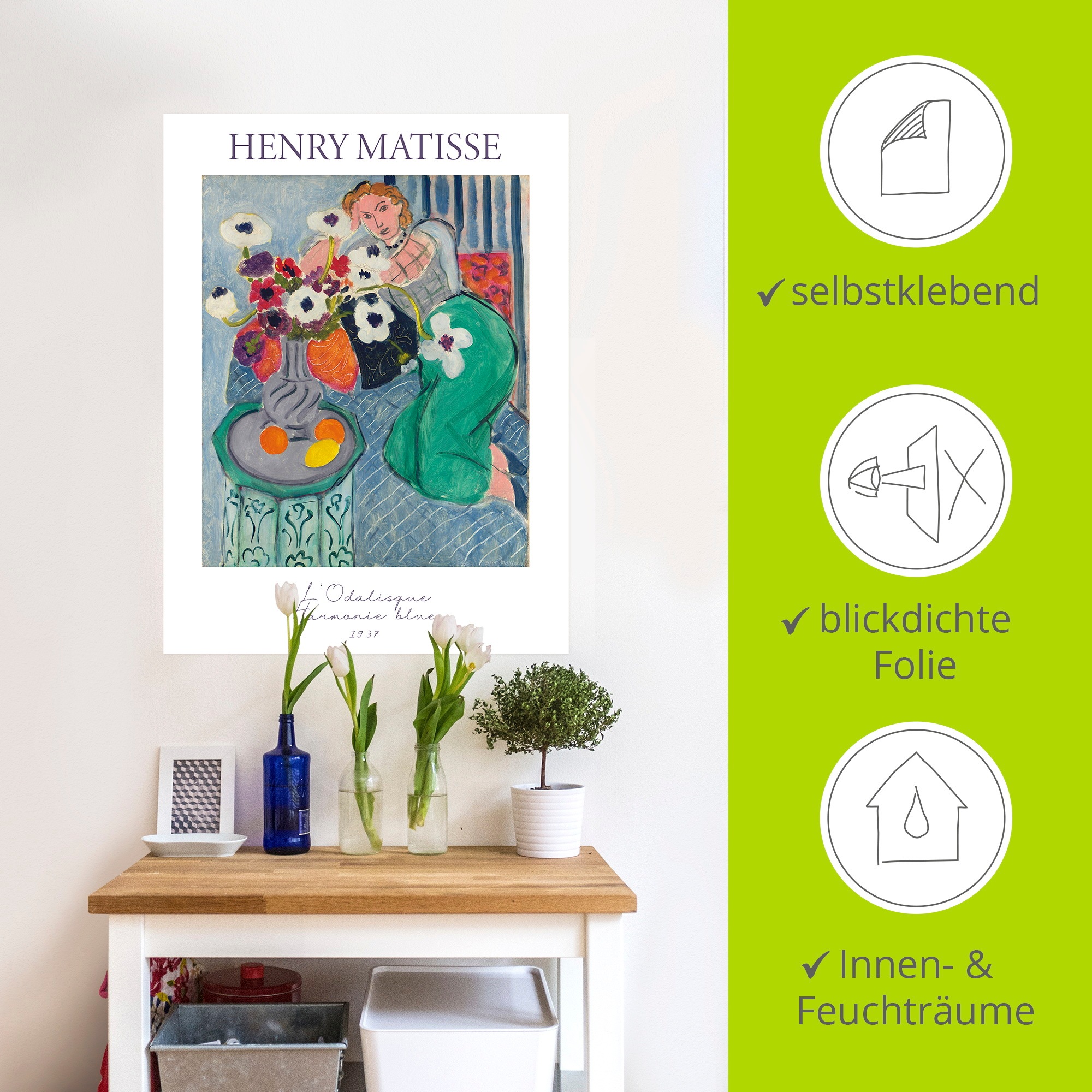 Artland Wandbild »L'Odalisque, Harmonie blue. 1937« Arrangements 1 Stk. tlg. als Alubild, Leinwandbild, Poster, Wandaufkleber in verschied. Größen