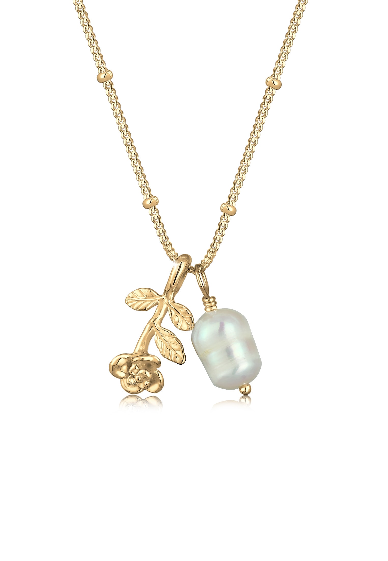 Perlenkette »Kugelkette 3D-Rose Barockperle Vintage 925 Silber«