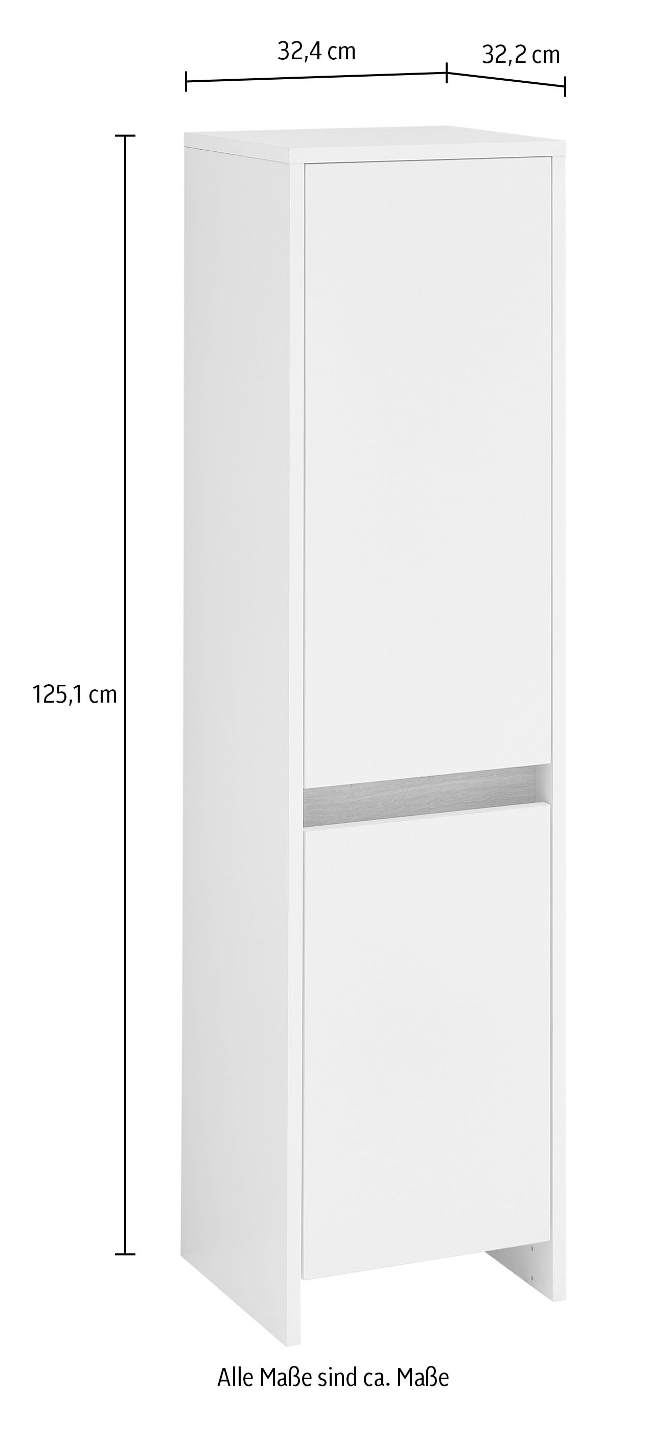Saphir Midischrank »Midischrank Quickset 100, Badschrank 32,4 cm breit, 2 Türen«, 2 Einlegeböden, Badezimmer-Midischrank, mit Akzentfuge
