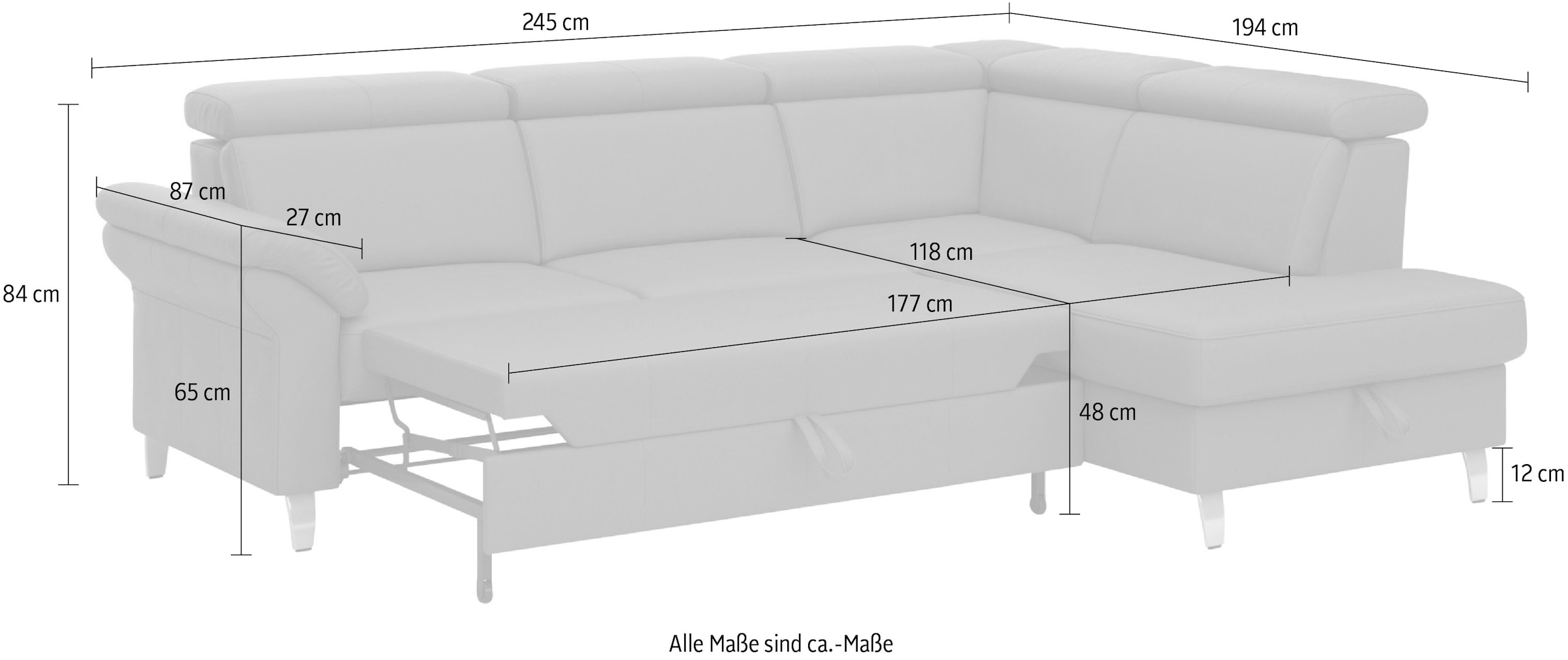 sit&more Ecksofa, inklusive Kopfteilverstellung, wahlweise mit Bettfunktion und Bettkasten