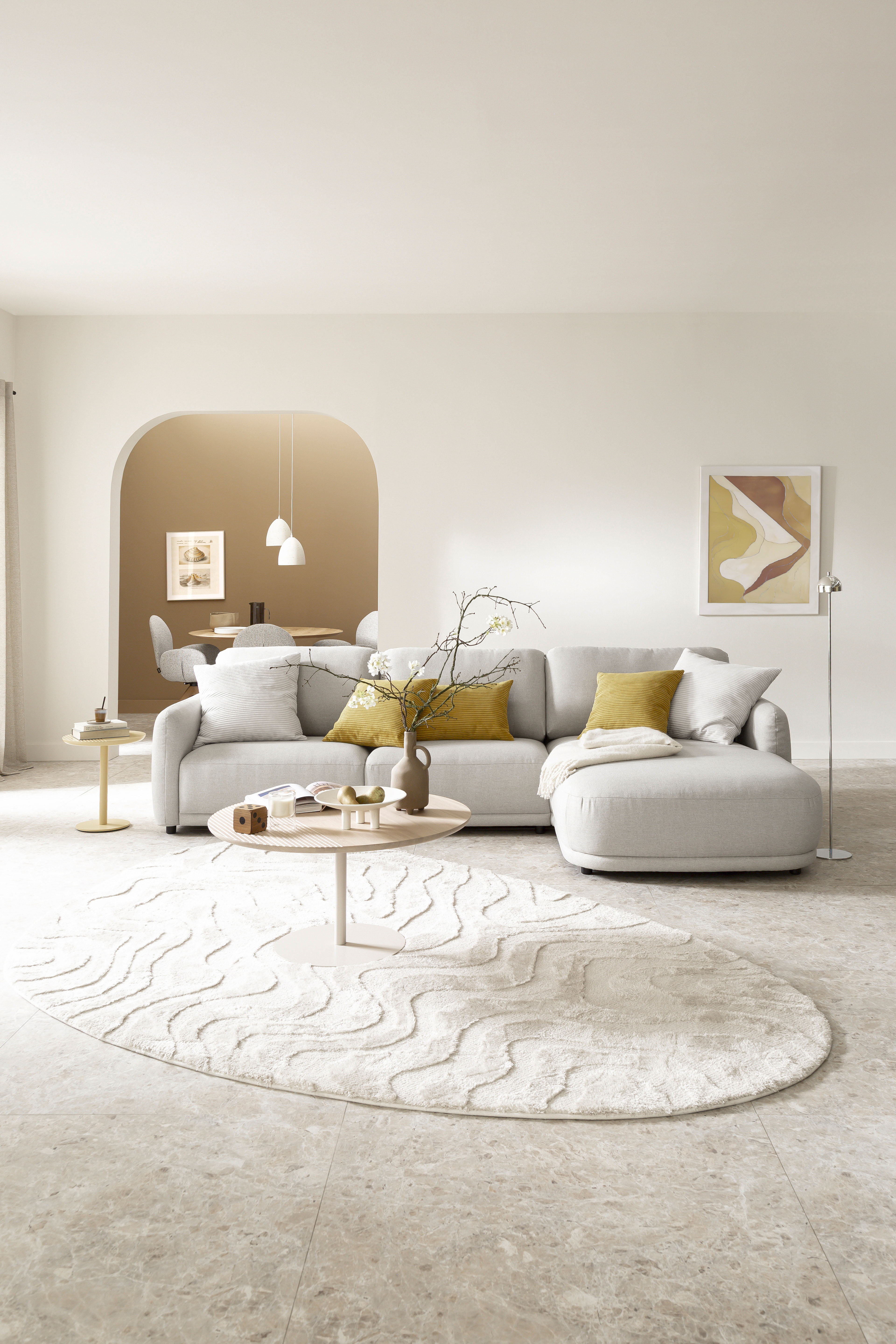 SCHÖNER WOHNEN-Kollektion Ecksofa "Wonder, organisches Design, Breite 318cm, schmale Armlehnen, L-Form" Sanfte Kurven, Kammerkissen-Komfort & maximale Entspannung