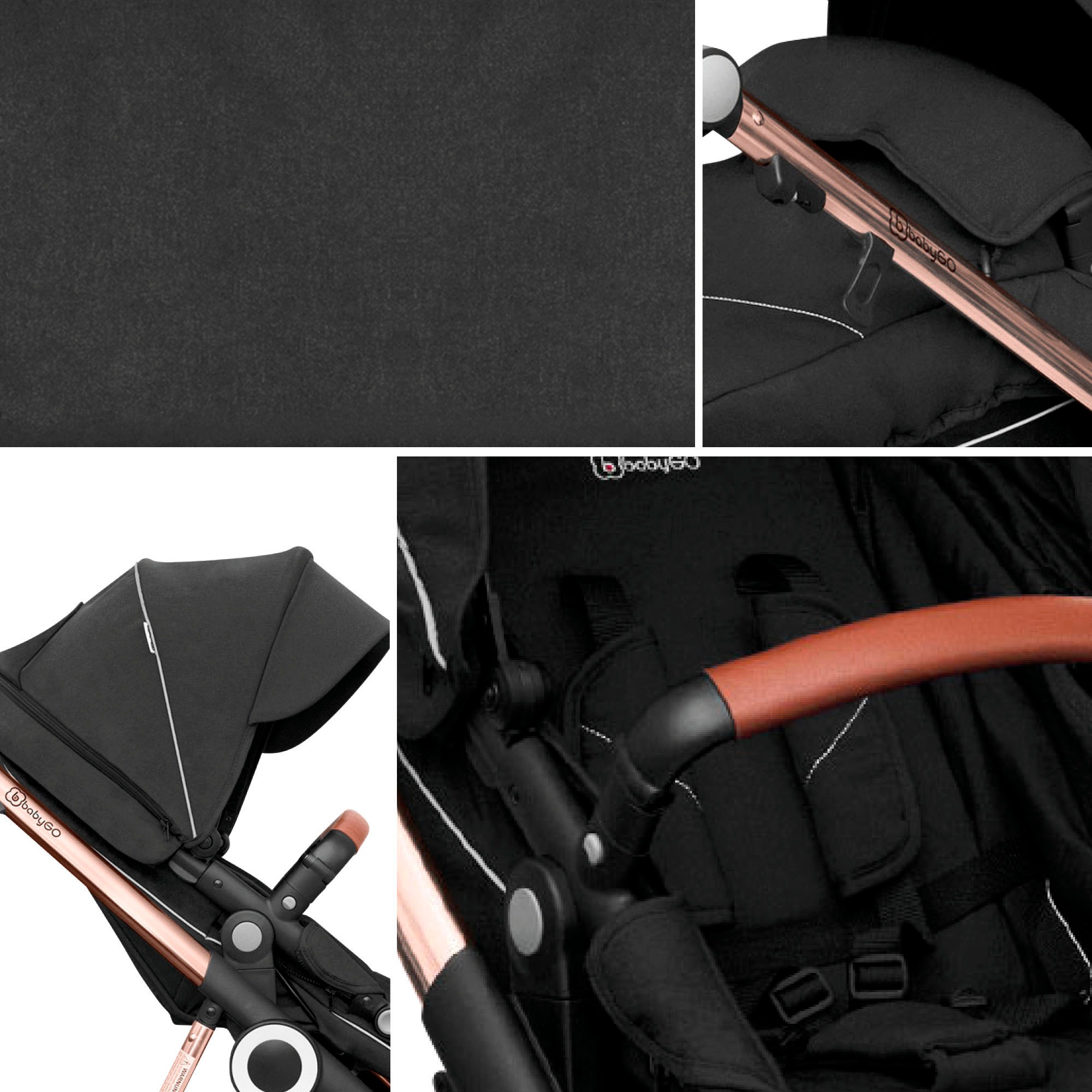 BabyGo Kombi-Kinderwagen »Halime 3in1« inklusive Babywanne, Babyschale, Regenhaube & Wickeltasche