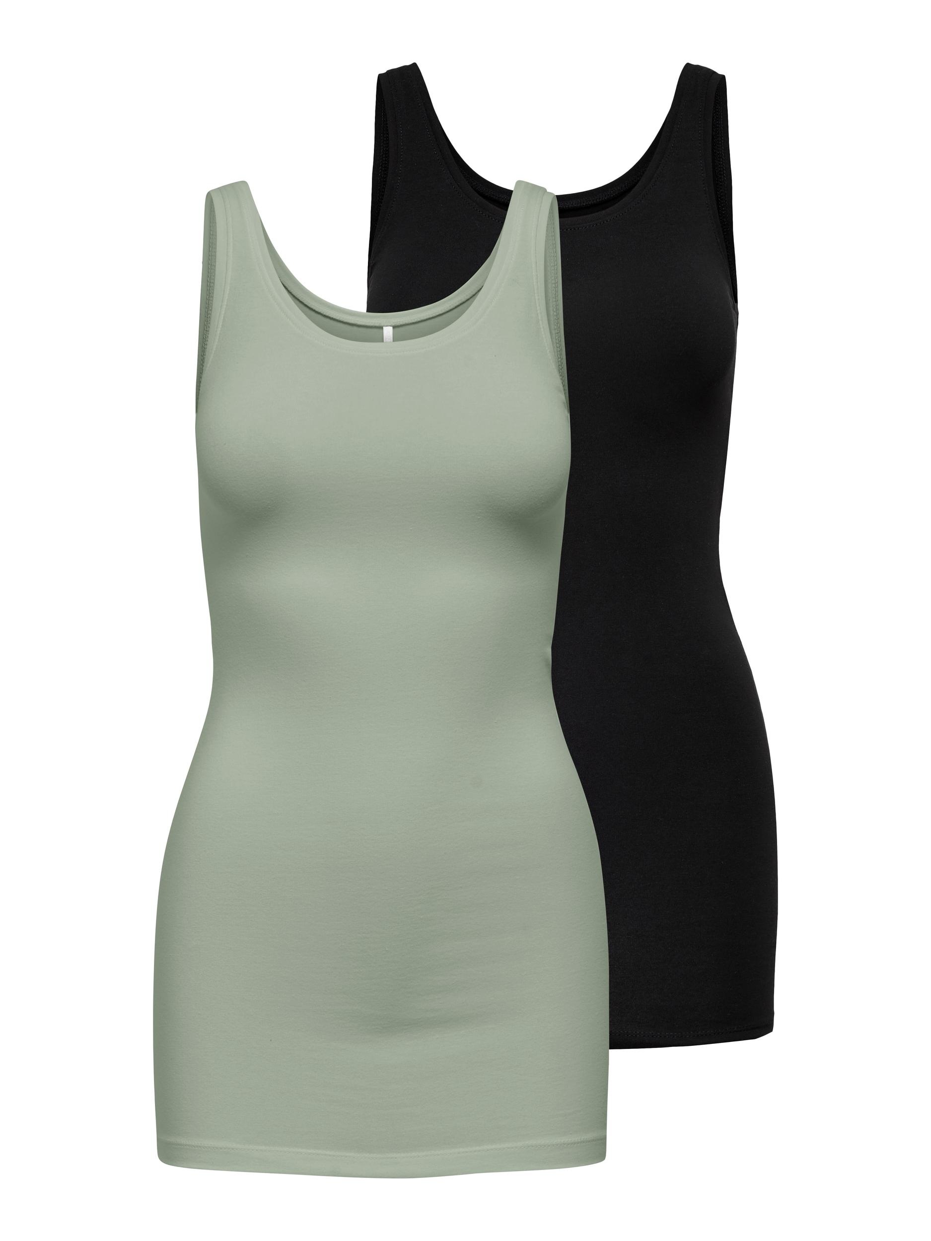 ONLY 1100000002199 "ONLLIVE – Slim-Fit Tanktops mit Stretch für optimalen Sitz" Packung, 2er-Pack, 2 Stk. slim fit, casual, Jersey, Baumwollmischung, Rundhals