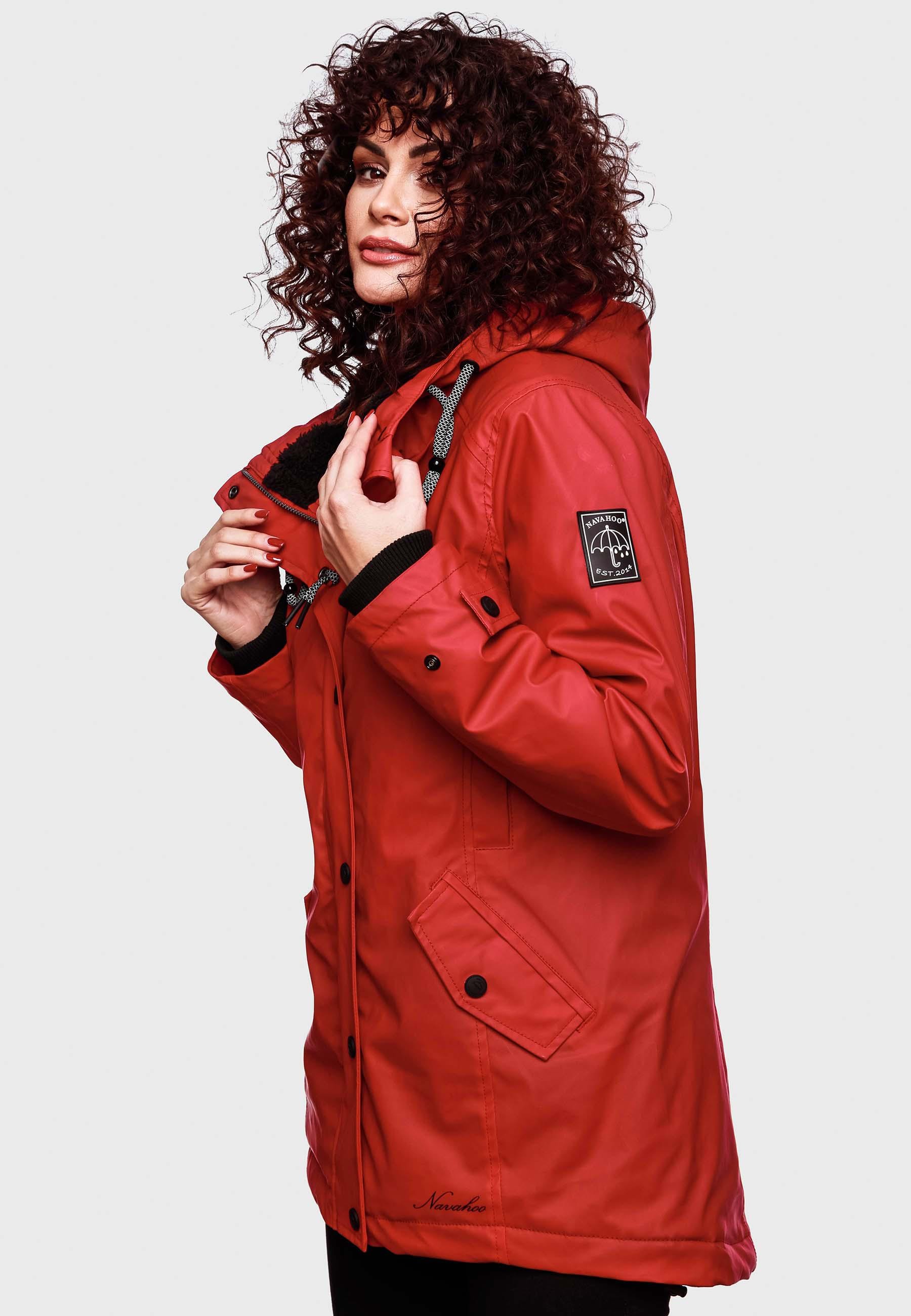 Navahoo Regenjacke »Lindraa«, mit Kapuze, stylische wasserdichte Outdoorjacke mit Teddyfell