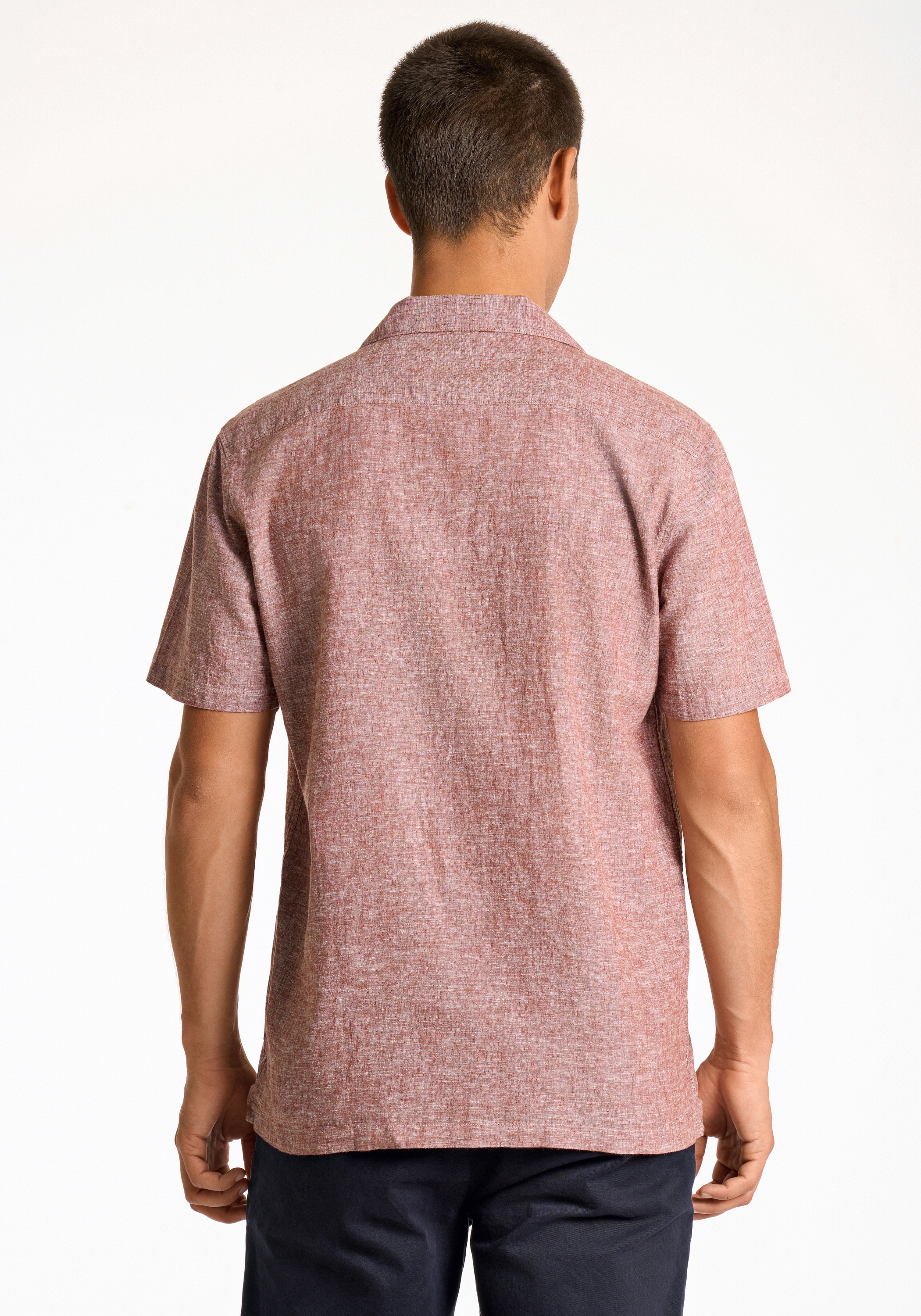Leinenhemd LINDBERGH "Leinenhemd Relaxed Fit", Herren, Gr. M, Normalgrößen, burnt clay, Obermaterial: 55% Leinen, 45% Baumwolle, Hemden 3