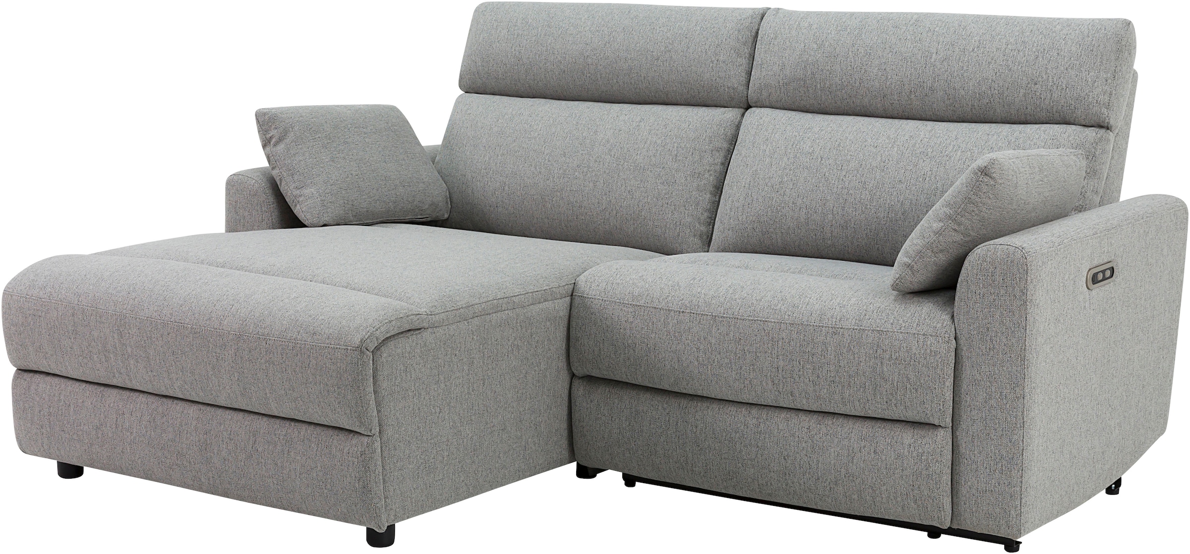 INOSIGN Ecksofa »JENNA, L-Form, 209cm, manuelle u. elektrische Funktion, mit USB A/C,«, Liegefunktion 105°-150°, Federkern, Struktur fein