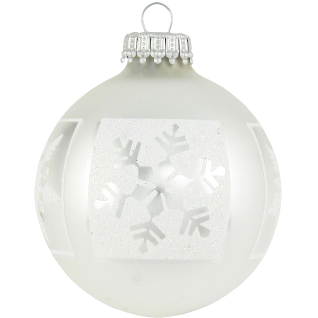 Krebs Glas Lauscha Weihnachtsbaumkugel »CBK90160, Weihnachtsdeko,  Christbaumschmuck, Christbaumkugeln Glas«, (Set, 4 St.), mit Schneeflocken  kaufen | BAUR