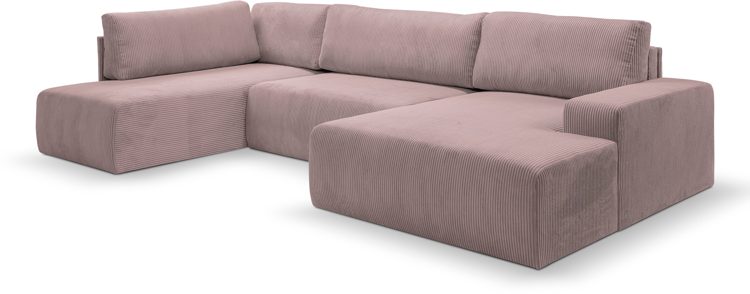 WERK2 Wohnlandschaft »Rotterdam 325 cm breit mit Bett und Bettkasten, viel Platz« Cord, U-Form, XXL, Schlaffunktion, Bettkasten