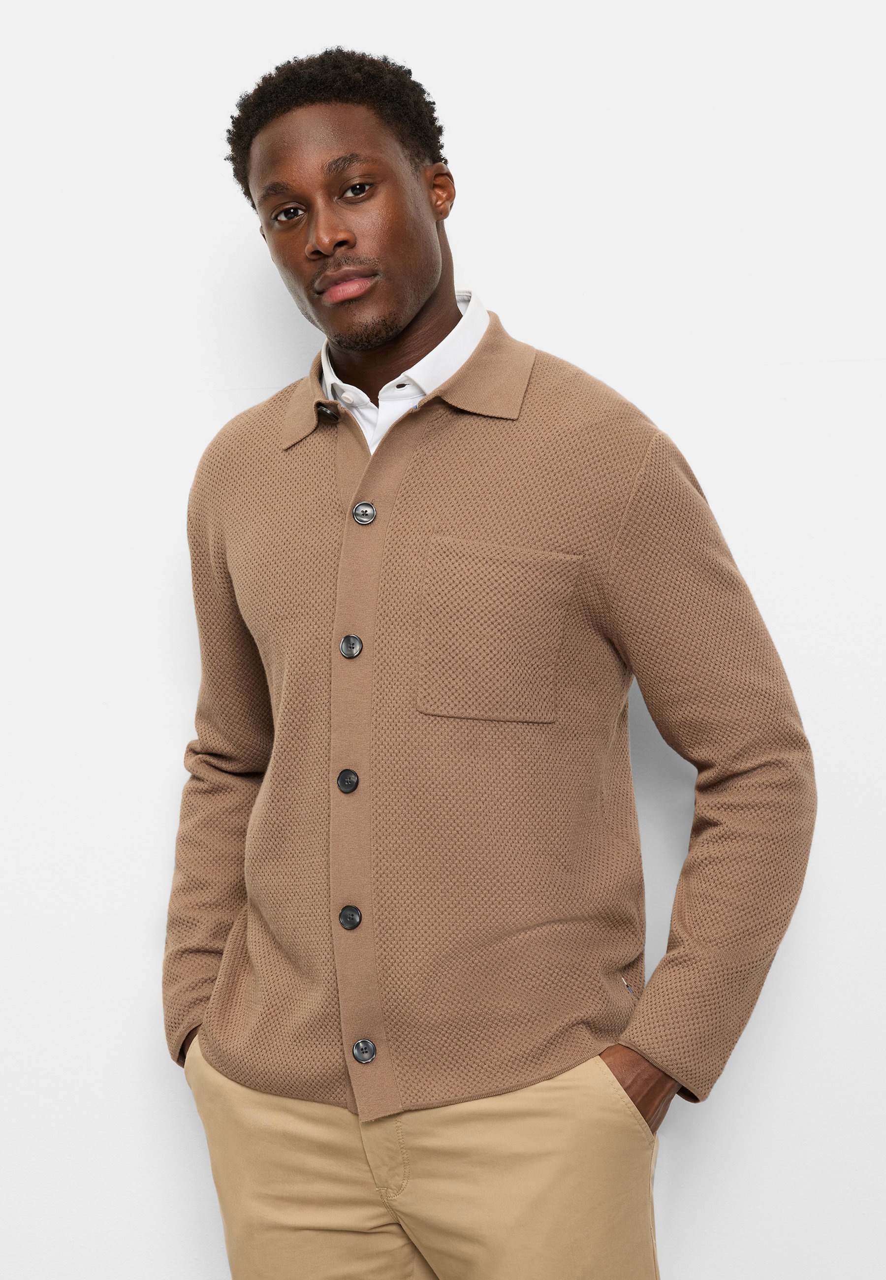 OLYMP Strickpullover "OLYMP Casual Strick, Overshirt"