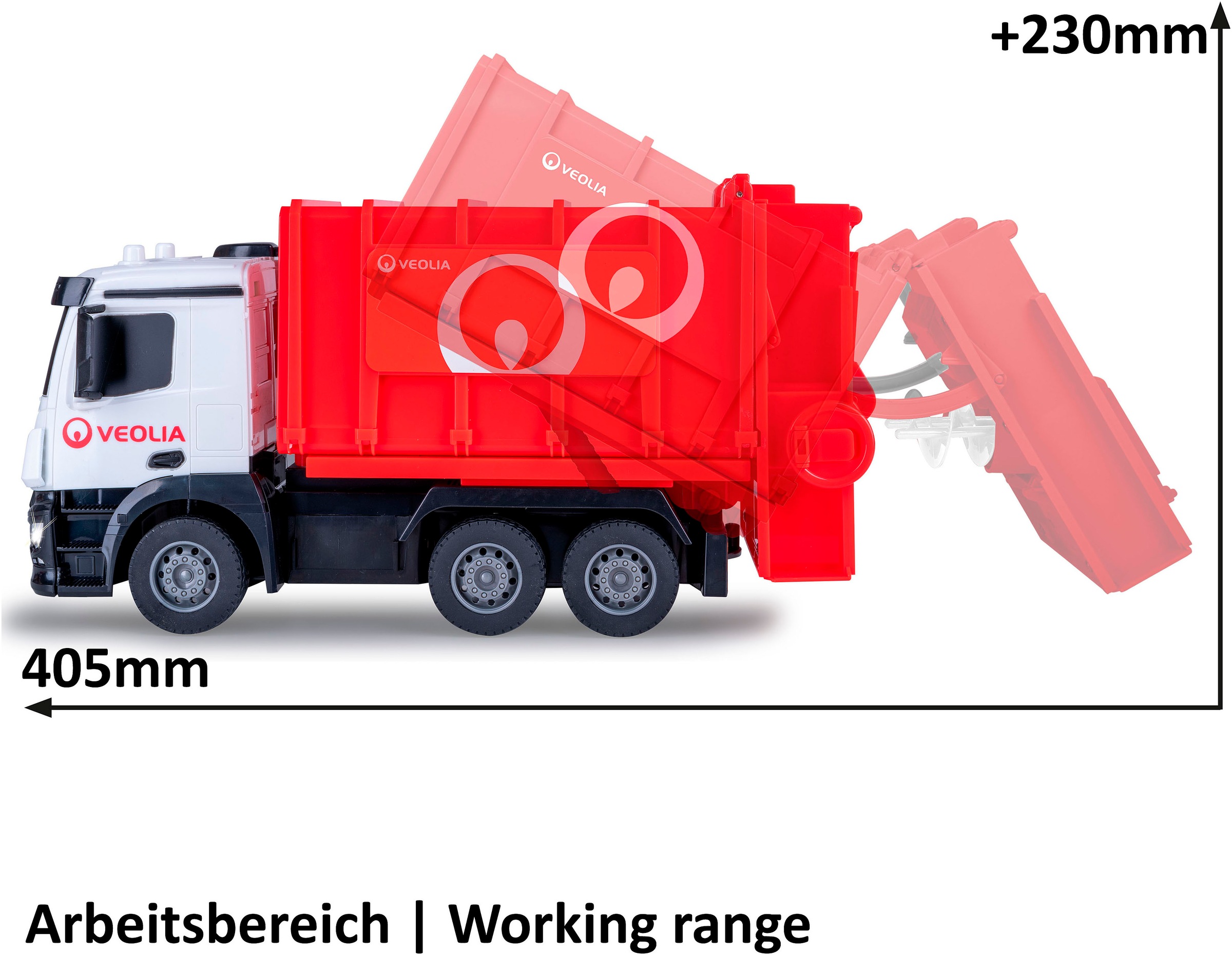 Jamara RC-LKW »Müllwagen Mercedes-Benz Antos 2,4GHz« LED-Licht vorne; Maßstab 1:26