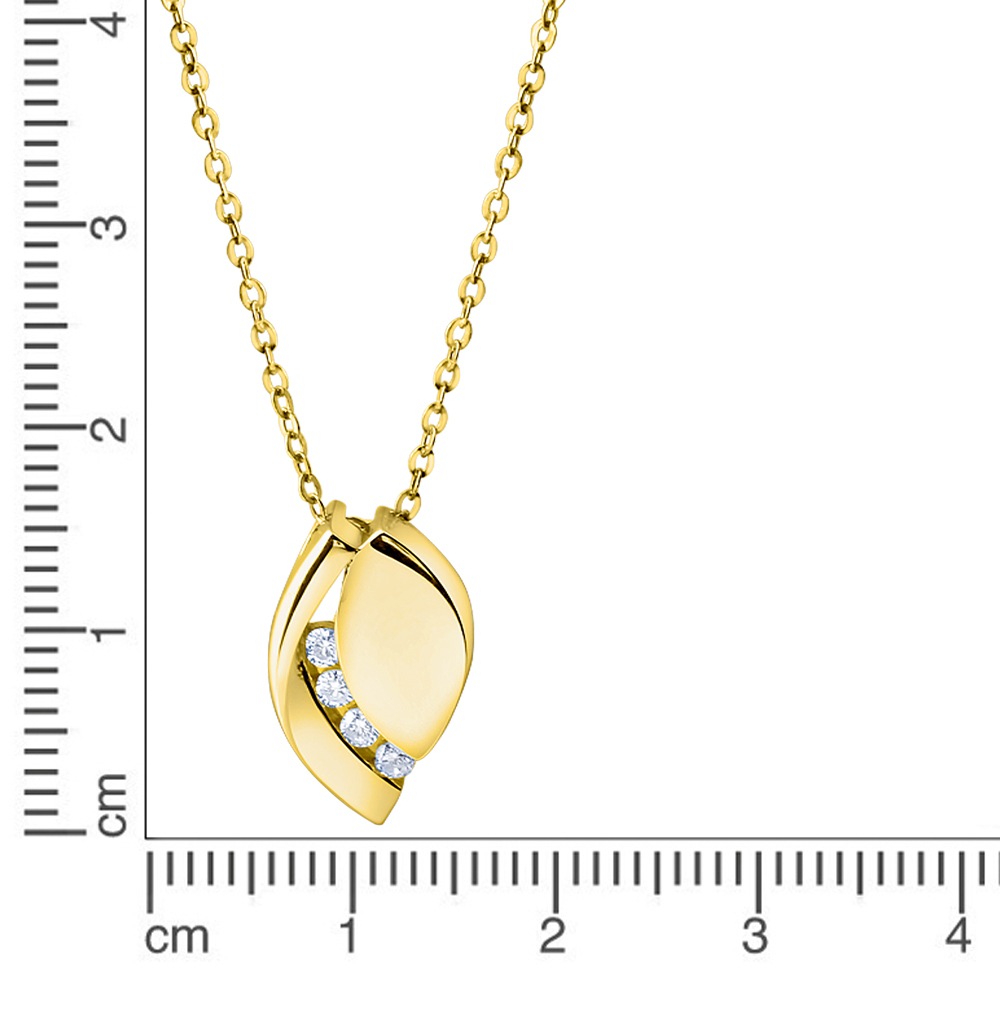 Zeeme Kette mit Anhänger »Silber 925 vergoldet mit weißen Zirkonia-Steinen«