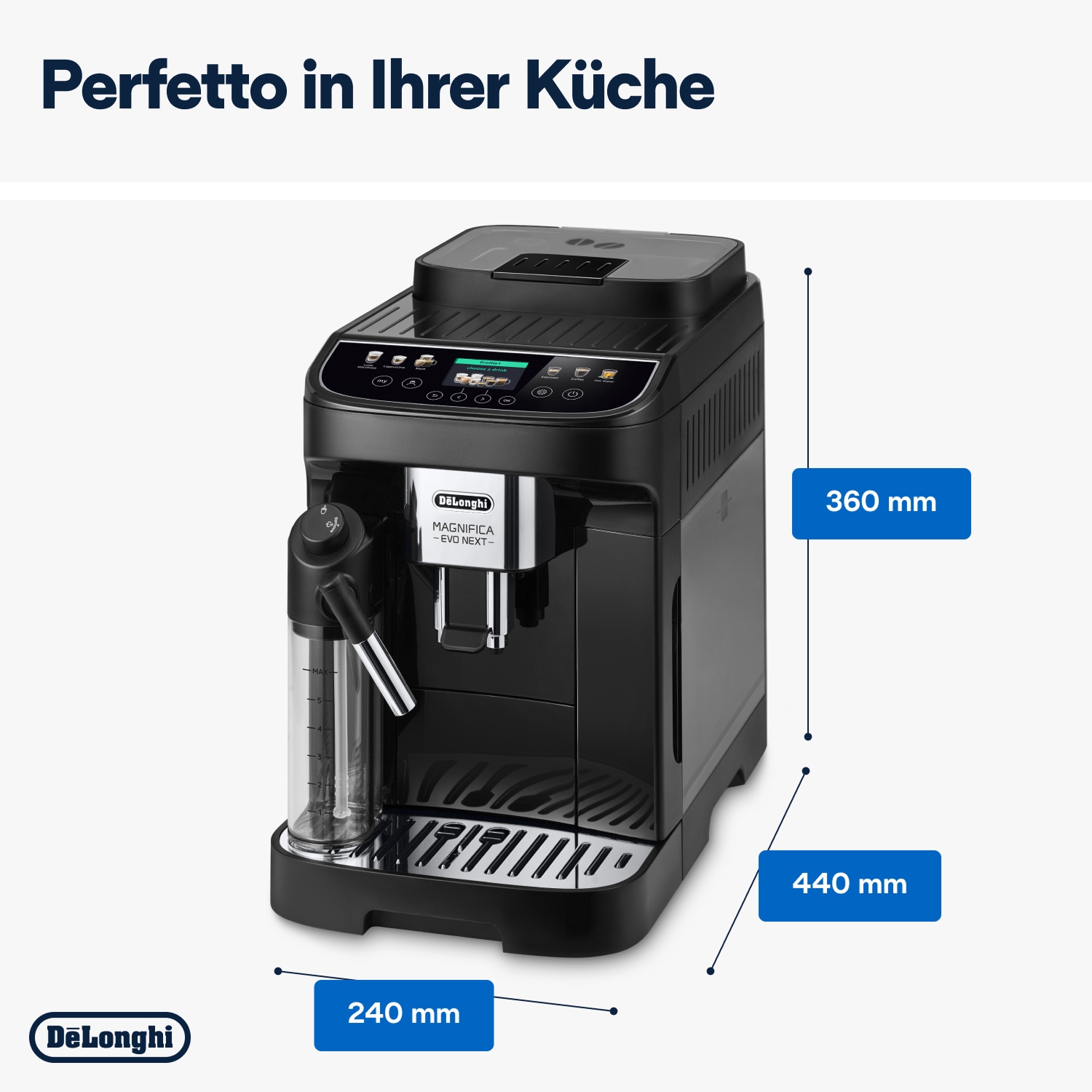 De'Longhi Kaffeevollautomat »Magnifica Evo Next ECAM310.60.GB« MyLatteFunktion, 3 Benutzerprofile, LatteCrema Milchsystem, 10 Rezepte